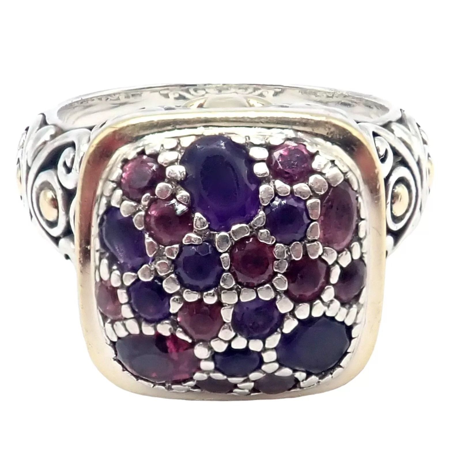 John Hardy Silver 18k Yellow Gold Lava Fire Amethyst Tourmaline Ring Size ONE SIZE - 11 Thumbnail