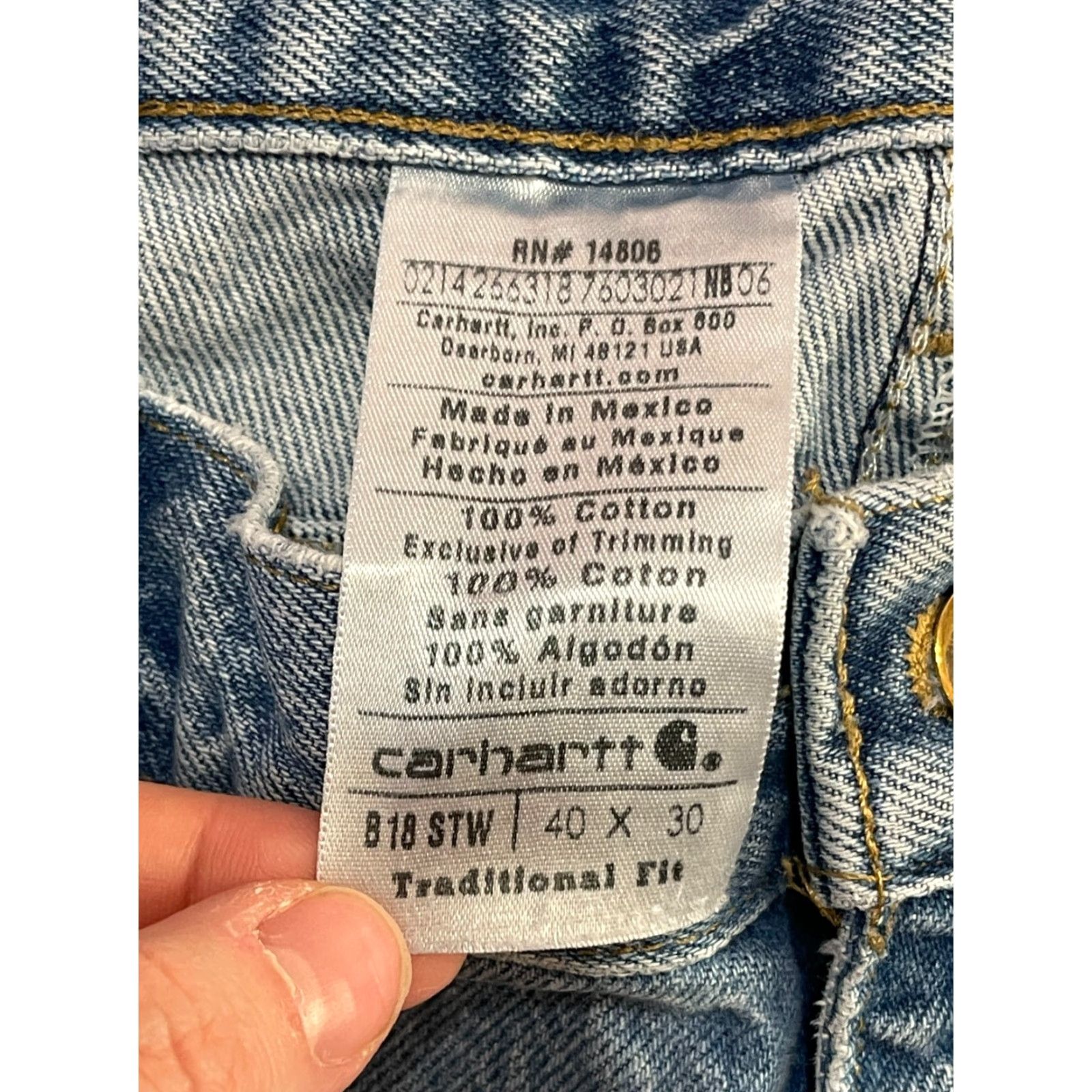 Carhartt Carhartt Jeans, Mens Size 40x30, Blue, Denim, Traditional Fit, Pockets, Straight, Regular Women? Size US 40 / EU 56 - 7 Thumbnail