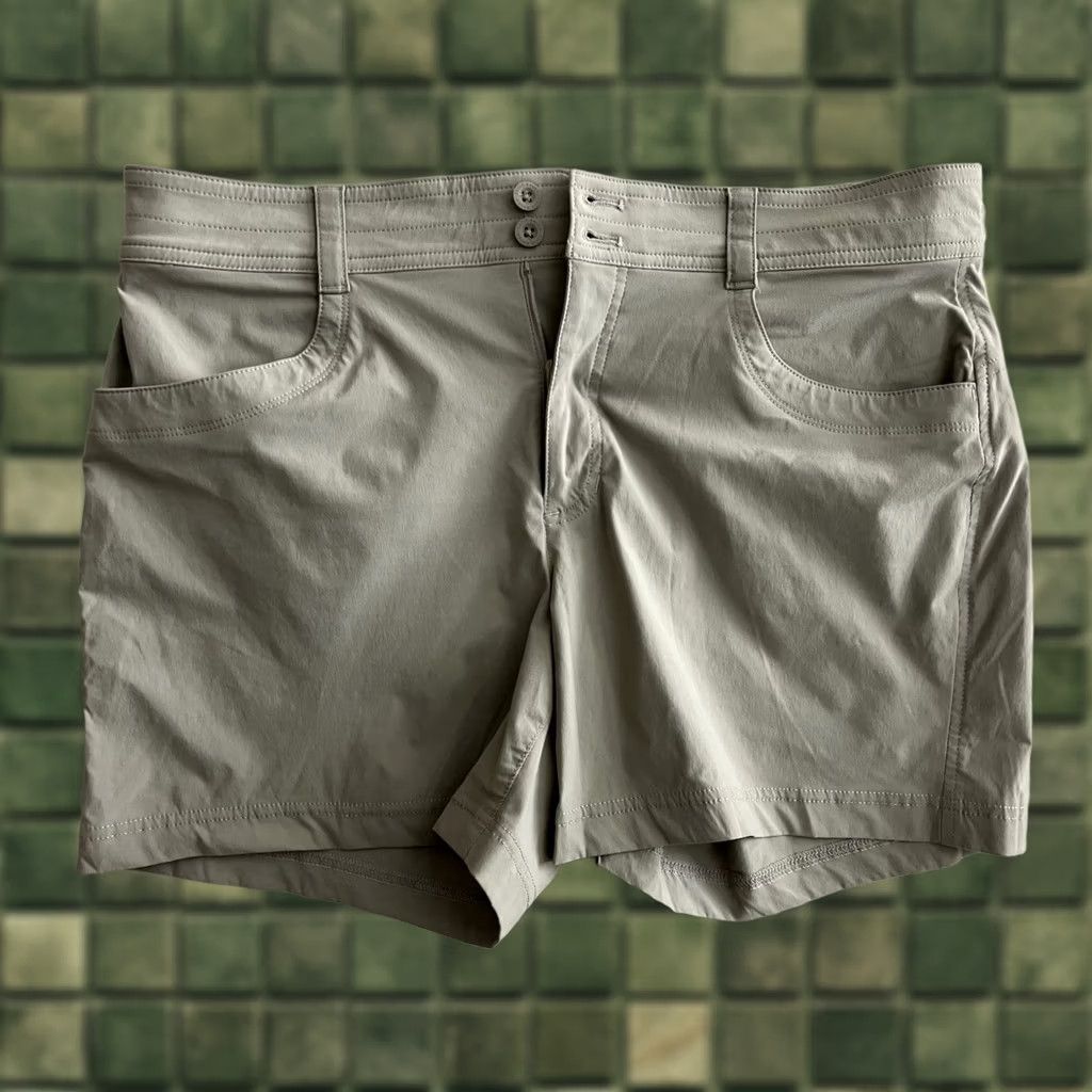 Eddie Bauer Eddie Bauer Shorts Nylon Stretch Khaki Tan 5" Inseam Womens Petite 14P Chino Flat Front Zip Womens Mens? Size 36" / US 14 / IT 50 - 1 Thumbnail
