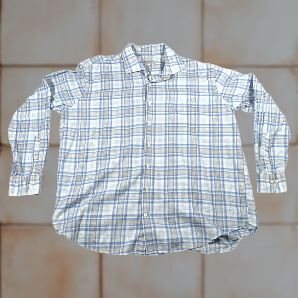 Peter Millar Peter Millar Shirt Adult 2XL Blue Plaid Button-Down Preppy Luxury Cotton Casual Size US XXL / EU 58 / 5 - 1 Thumbnail