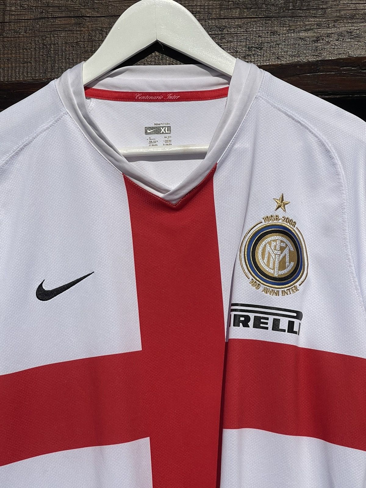 Nike × Vintage 2008 Nike Inter 100 year anni vintage cross soccer jersey Size US XL / EU 56 / 4 - 7 Thumbnail