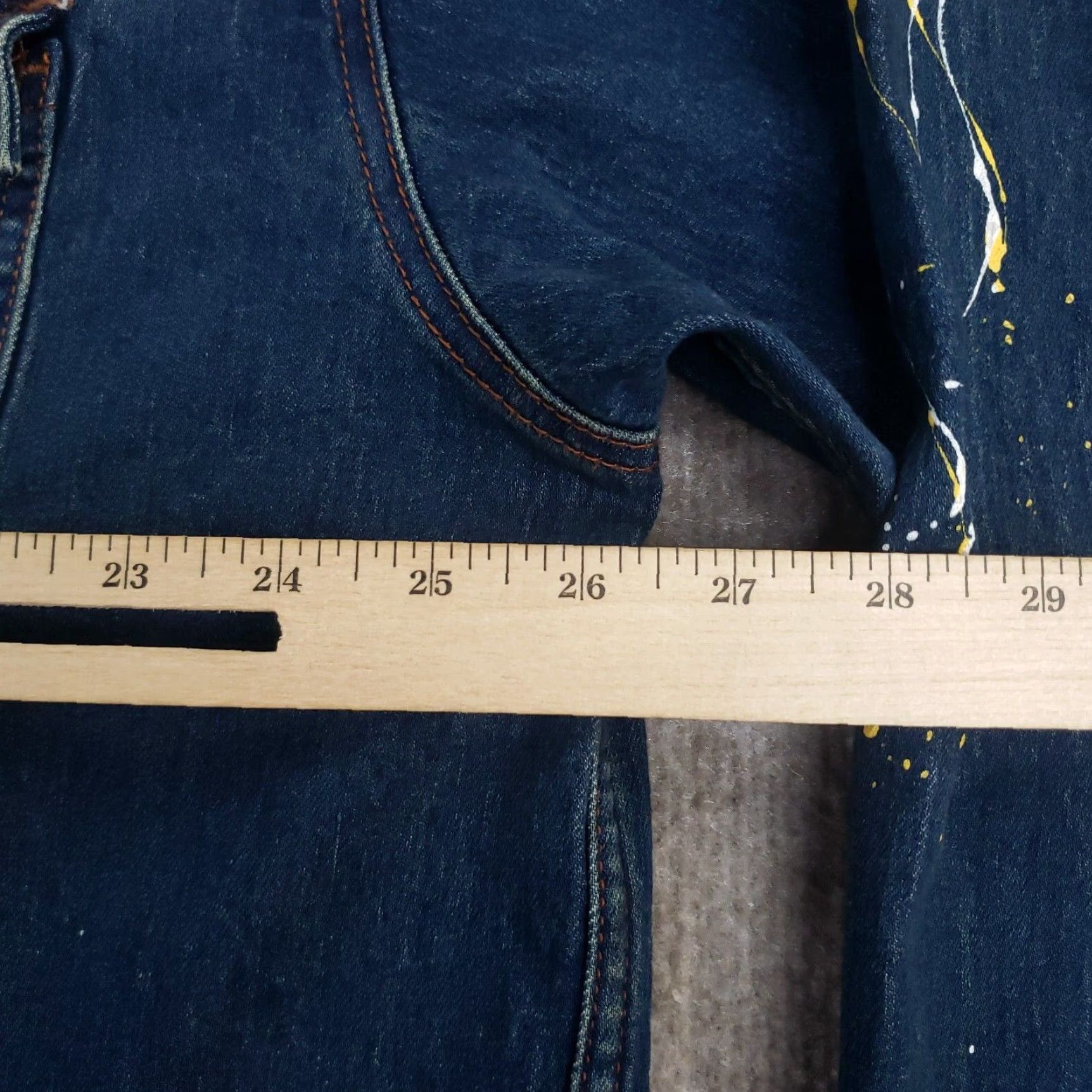 Stacy Adams Stacy Adams Jean Jacket Mens 3XL Blue Pockets Stretch Distressed Paint Splatter Denim Cotton Blend Jacket 3XL Blue Stacy Adams Mens Jacket Jeans Size US 39 - 3 Thumbnail