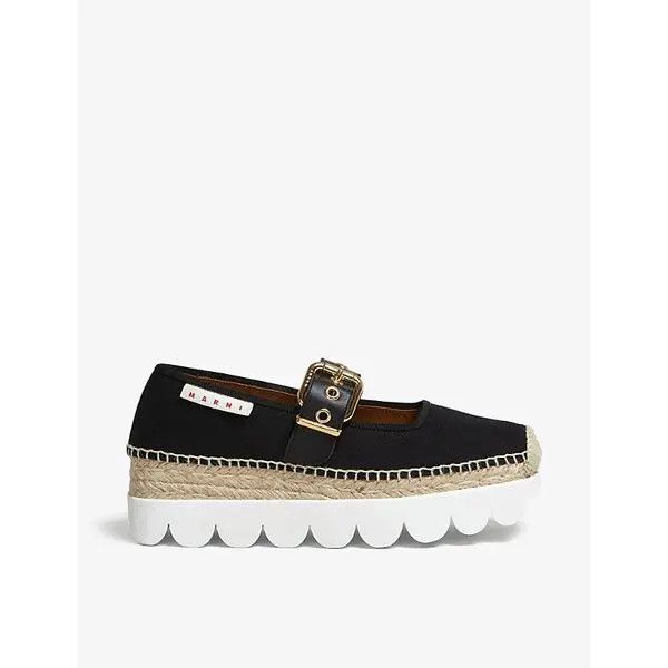 Marni oc11z0525 Canvas Petal Espadrillas in Black Size US 5 / IT 35 - 2 Thumbnail
