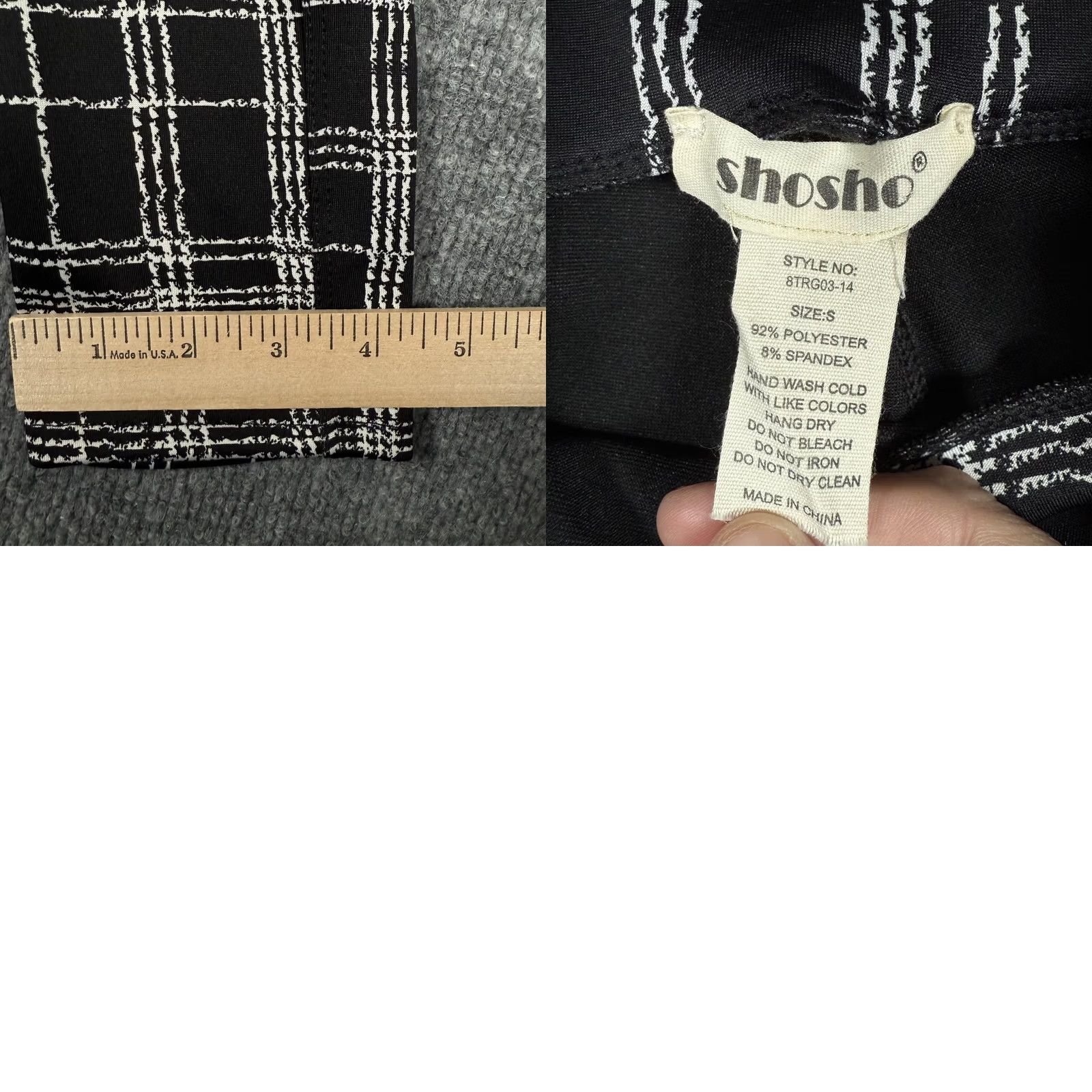 Vintage ShoSho Pants Womens Small Black White Plaid Skinny Stretch Zip Pockets Leggings Size 28" / US 6 / IT 42 - 8 Thumbnail