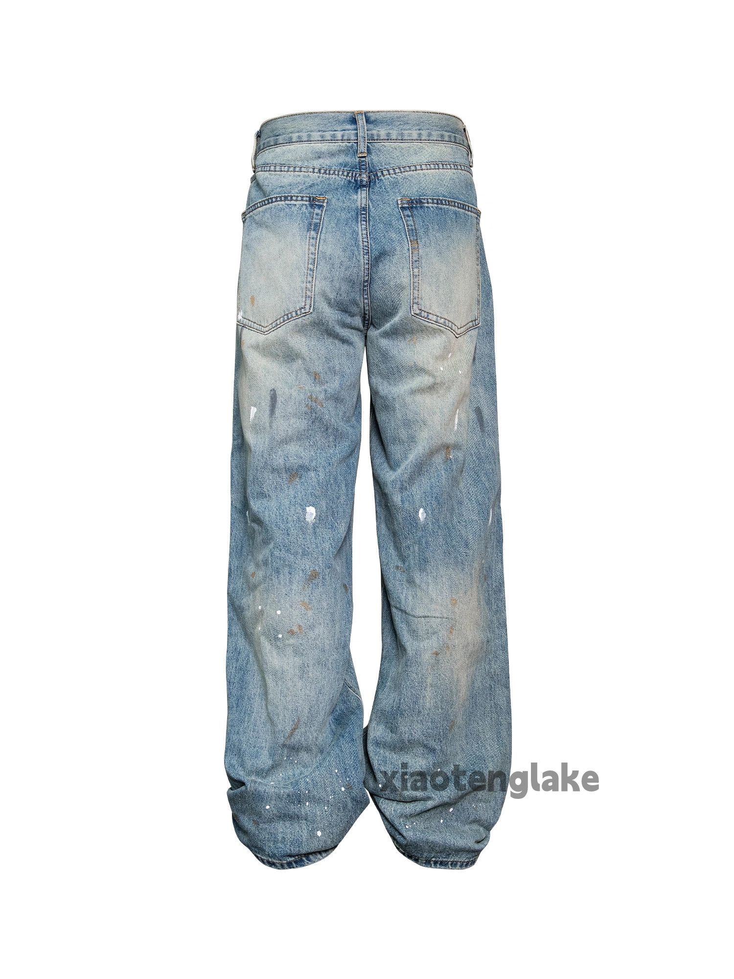 Jean Unisex outdoor utility loose baggy stain paint jeans Size US 32 / EU 48 - 2 Thumbnail