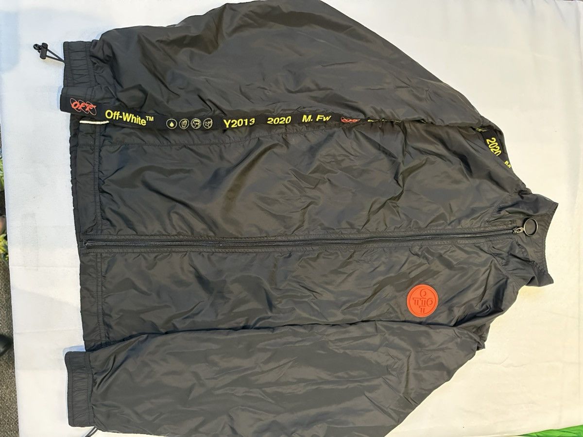 Off-white industrial tape zipped track jacket