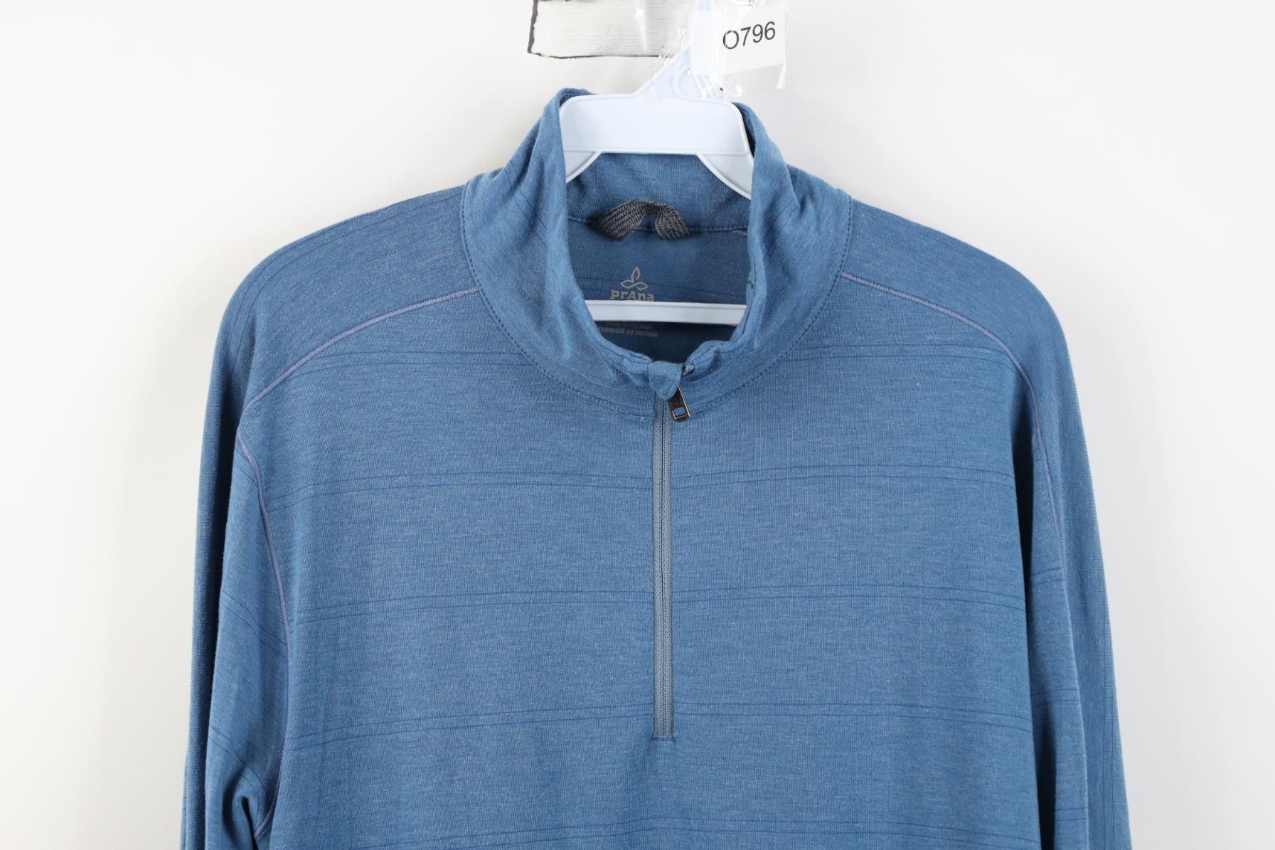Prana prAna Breathe Striped Knit 1/4 Zip Pullover Jacket Top Blue Size US M / EU 48-50 / 2 - 2 Thumbnail