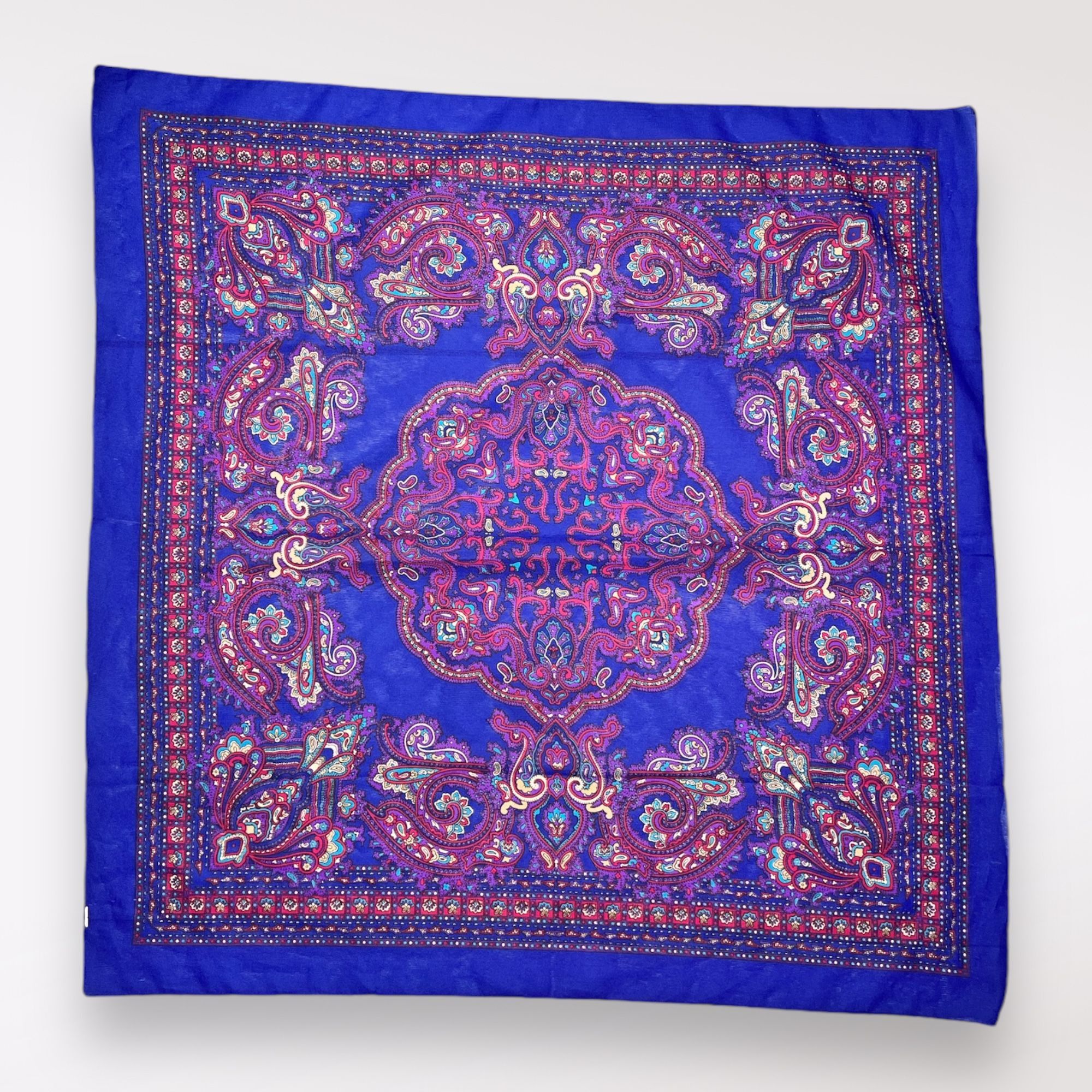 Vintage Vintage Paisley Silky Scarf Rich Blue & Purple Tones Size ONE SIZE - 7 Thumbnail