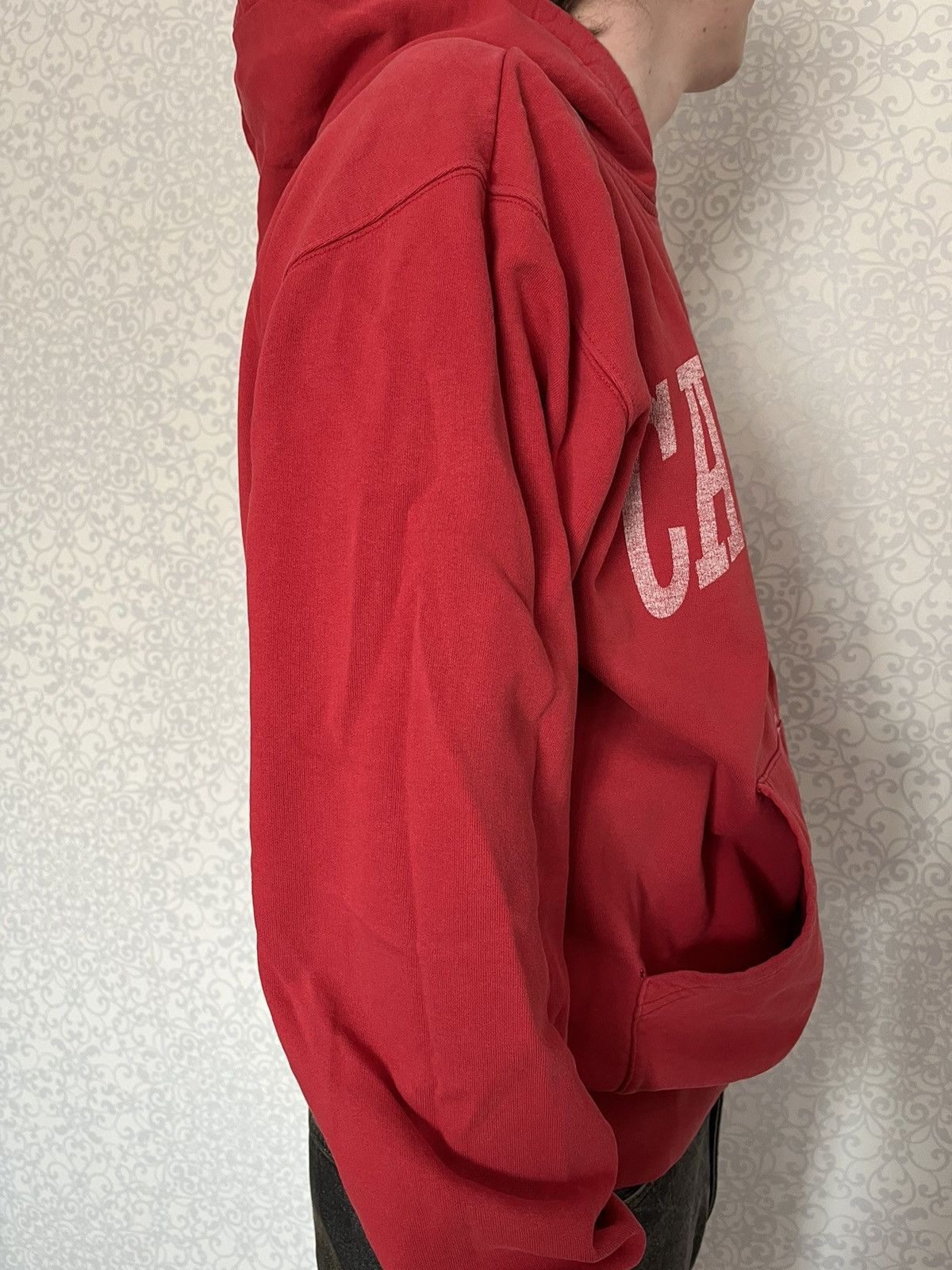 Carhartt × Vintage Vintage 90s Carhartt Men Distressed Red Logo Hoodie Size US L / EU 52-54 / 3 - 13 Thumbnail