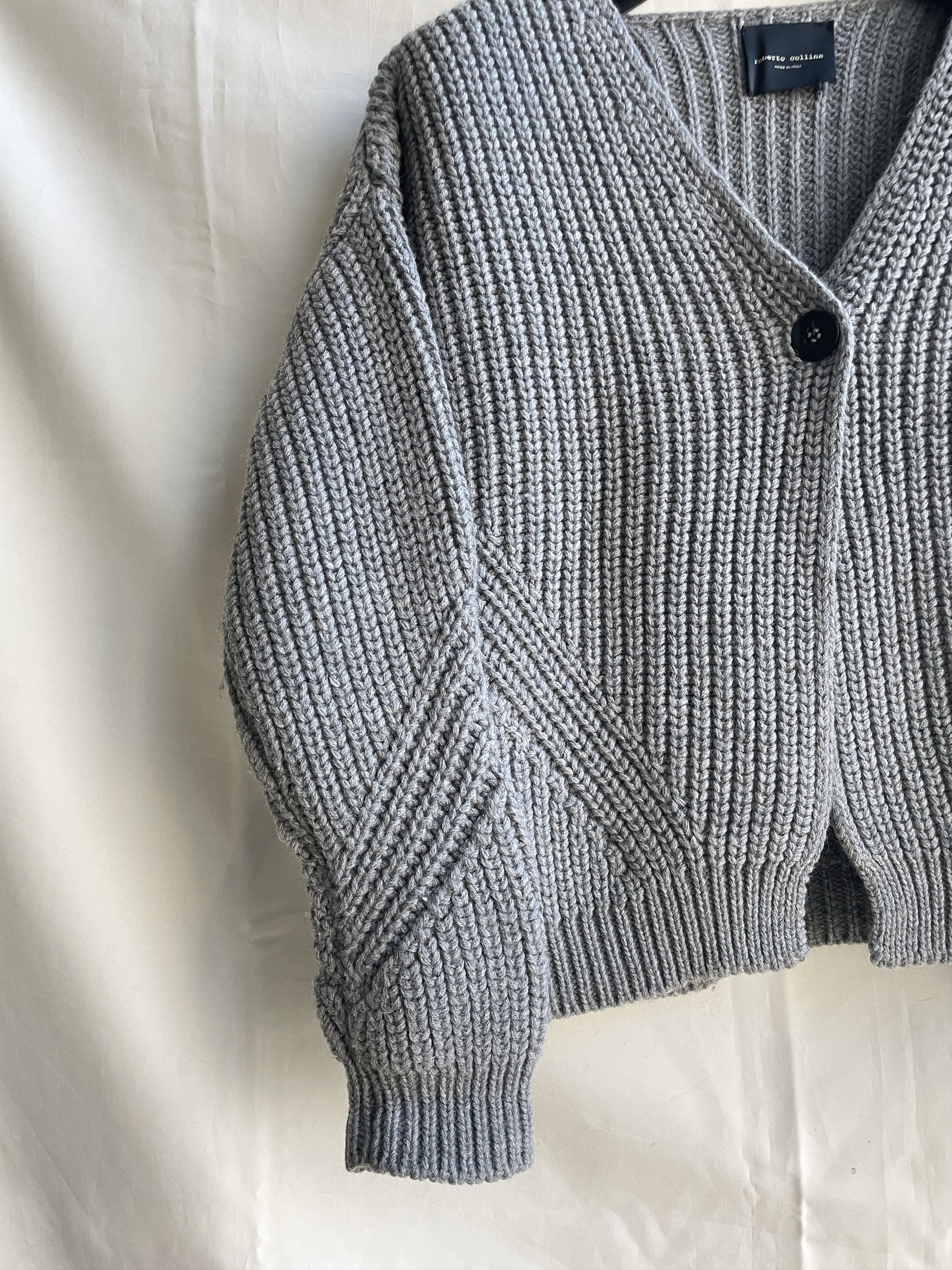 Roberto Collina Roberto Collina Womens Chunky Rib Knit Сropped Wool Cardigan Size L / US 10 / IT 46 - 4 Thumbnail