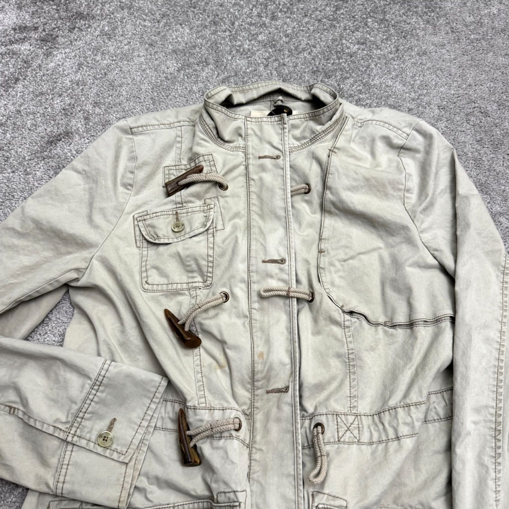 Free People Free People Womens Medium Beige Military Parka Jacket Regimental Toggle Utility Size M / US 6-8 / IT 42-44 - 3 Thumbnail