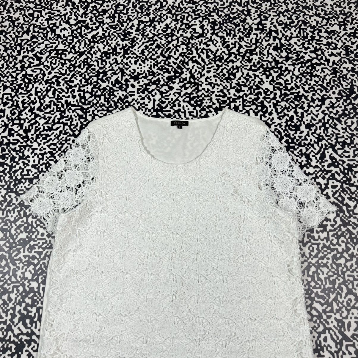 Escada Vintage Y2K Escada Mesh Floral Luxury Retro Style T-shirt Size L / US 10 / IT 46 - 7 Thumbnail