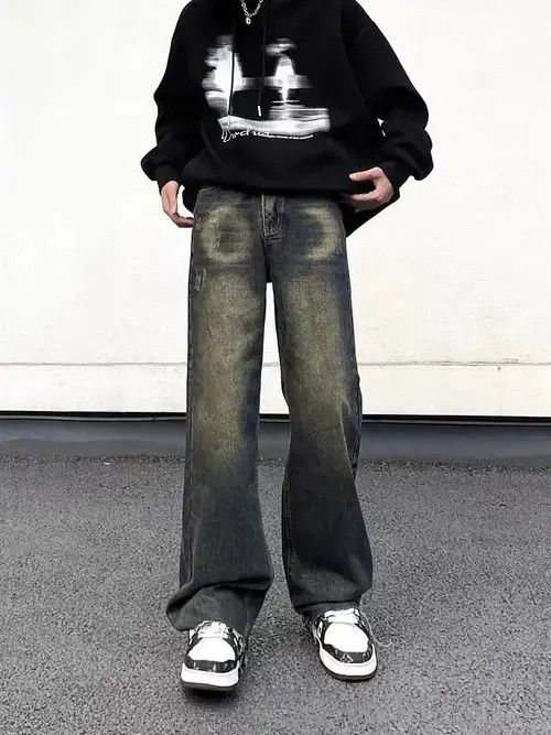 Japanese Brand × Jean Vintage washed draped hip-hop straight-leg jeans Size US 32 / EU 48 - 2 Thumbnail