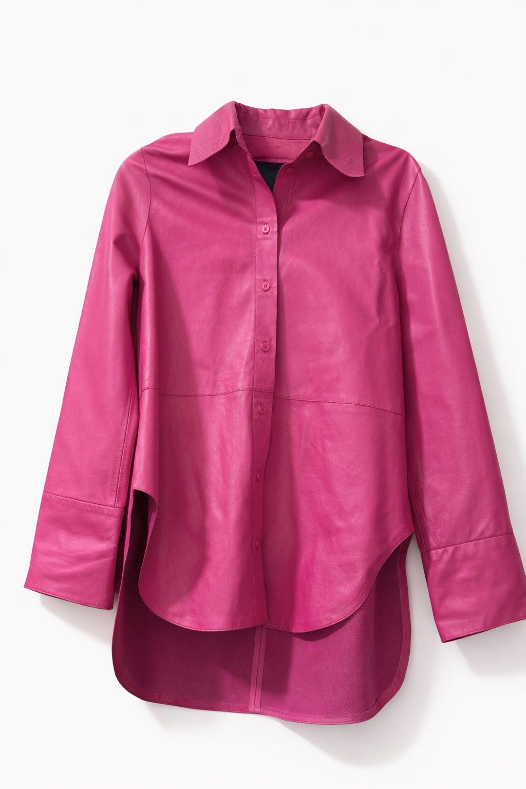 Massimo Dutti Massimo Dutti Fuchsia Pink Sheep Leather Shirt Jacket - Rare Size M / US 6-8 / IT 42-44 - 3 Thumbnail