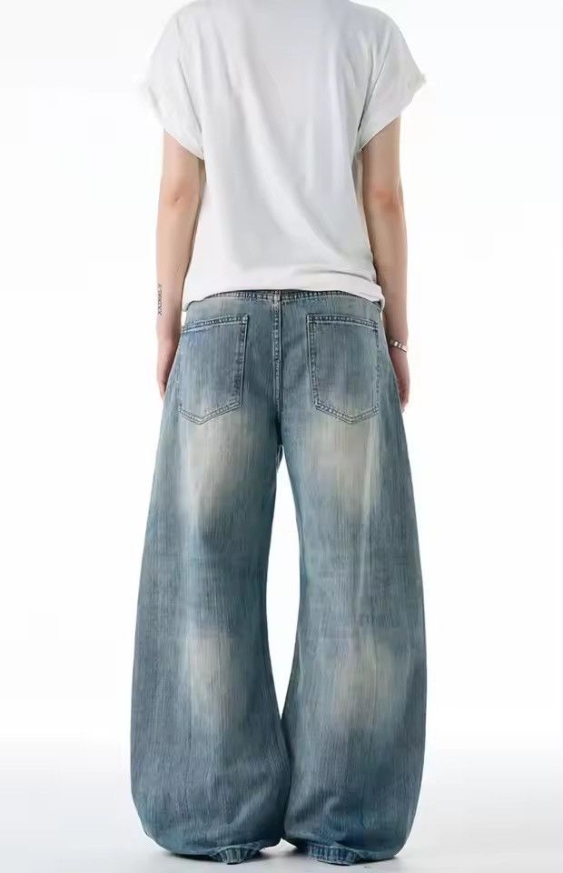 Japanese Brand Cyber-Y2K Distressed Baggy Jeans - Wide-Leg Faded Wash Denim Size US 29 - 4 Thumbnail