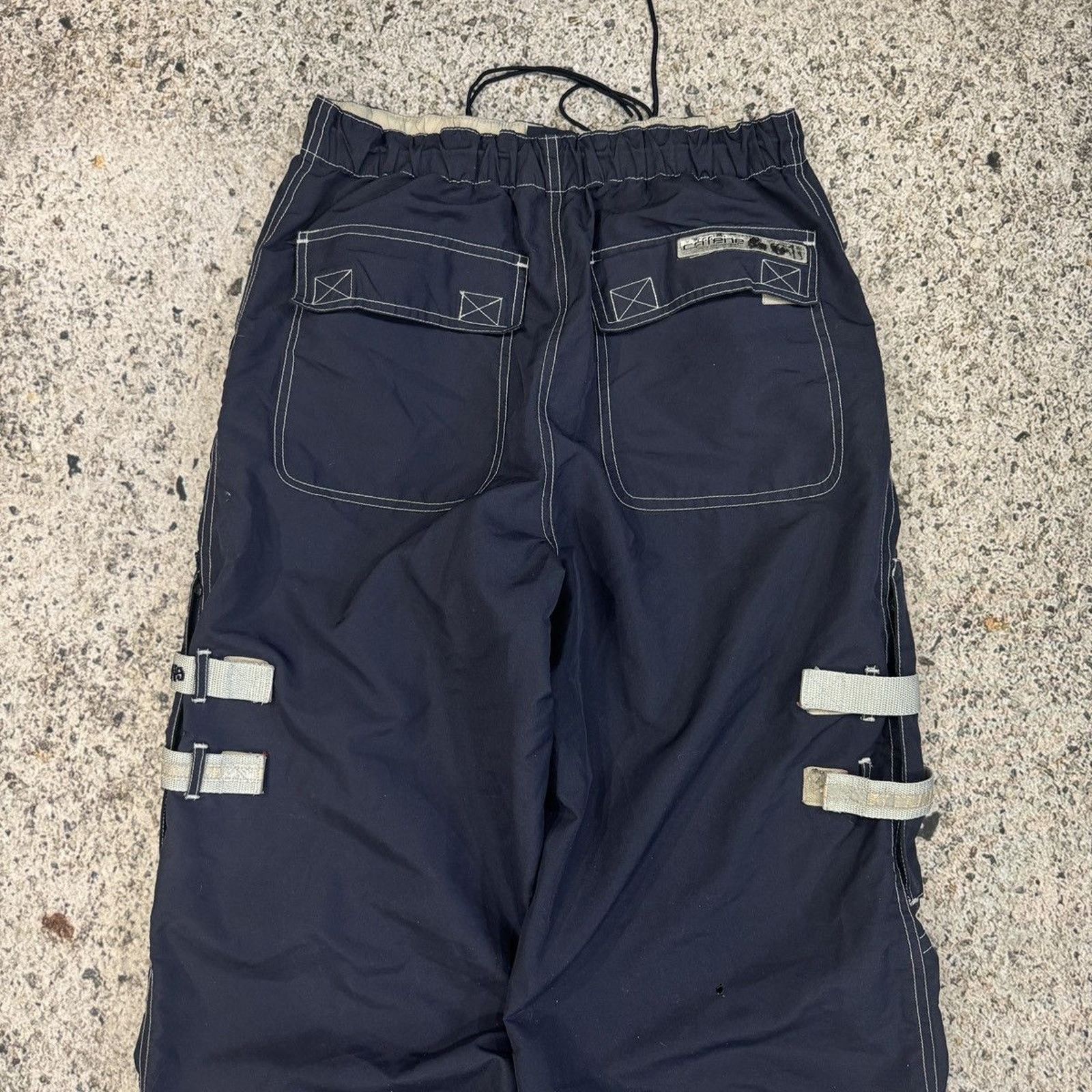 Vintage Y2K Caffeine Raver Nylon Multi Pocket Cargo Pant JNCO SKATER Size US 30 / EU 46 - 6 Thumbnail