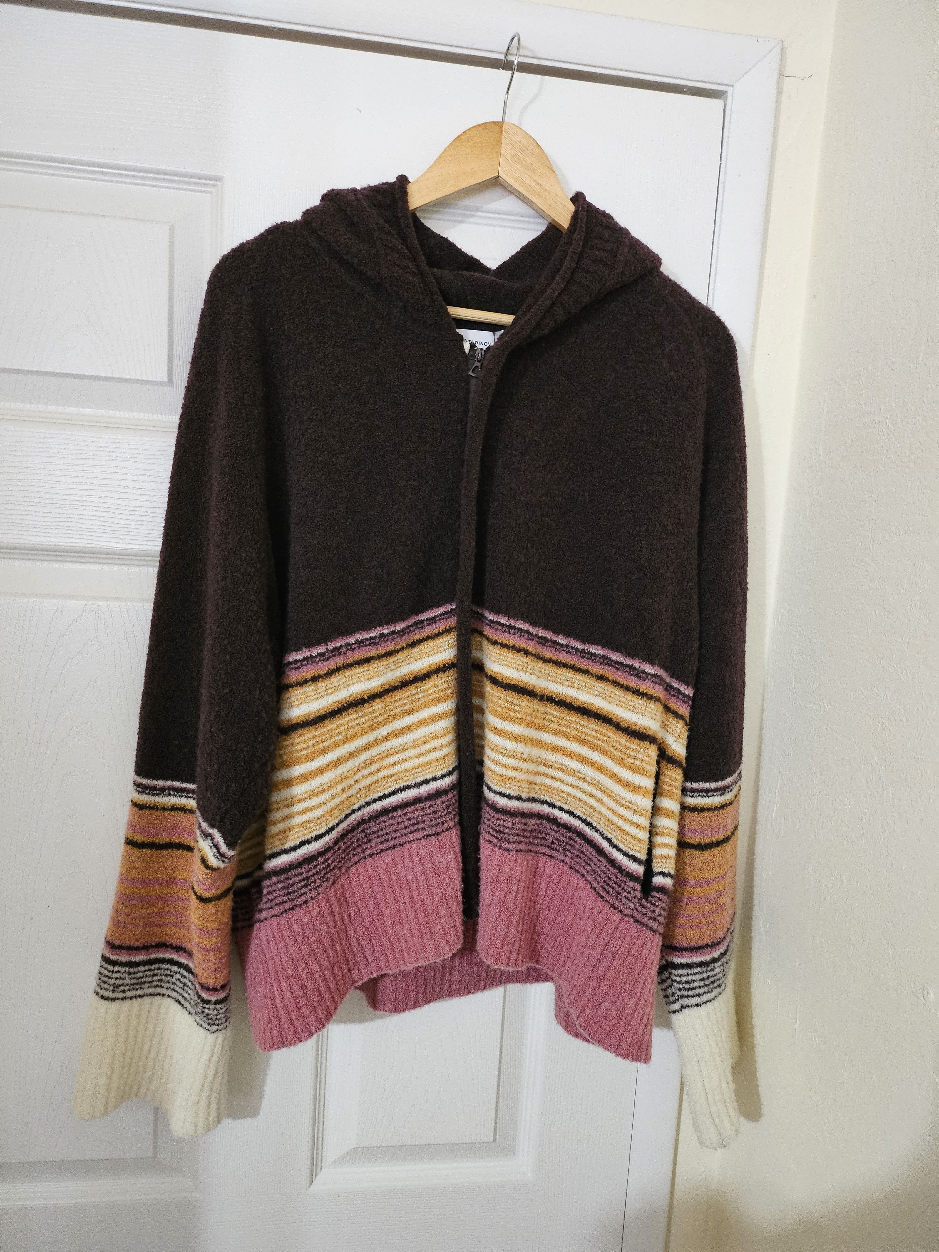 image of Kiko Kostadinov Aw22 Ketra Hoodie Maroon/rose Stripes 50, Men's (Size Medium)