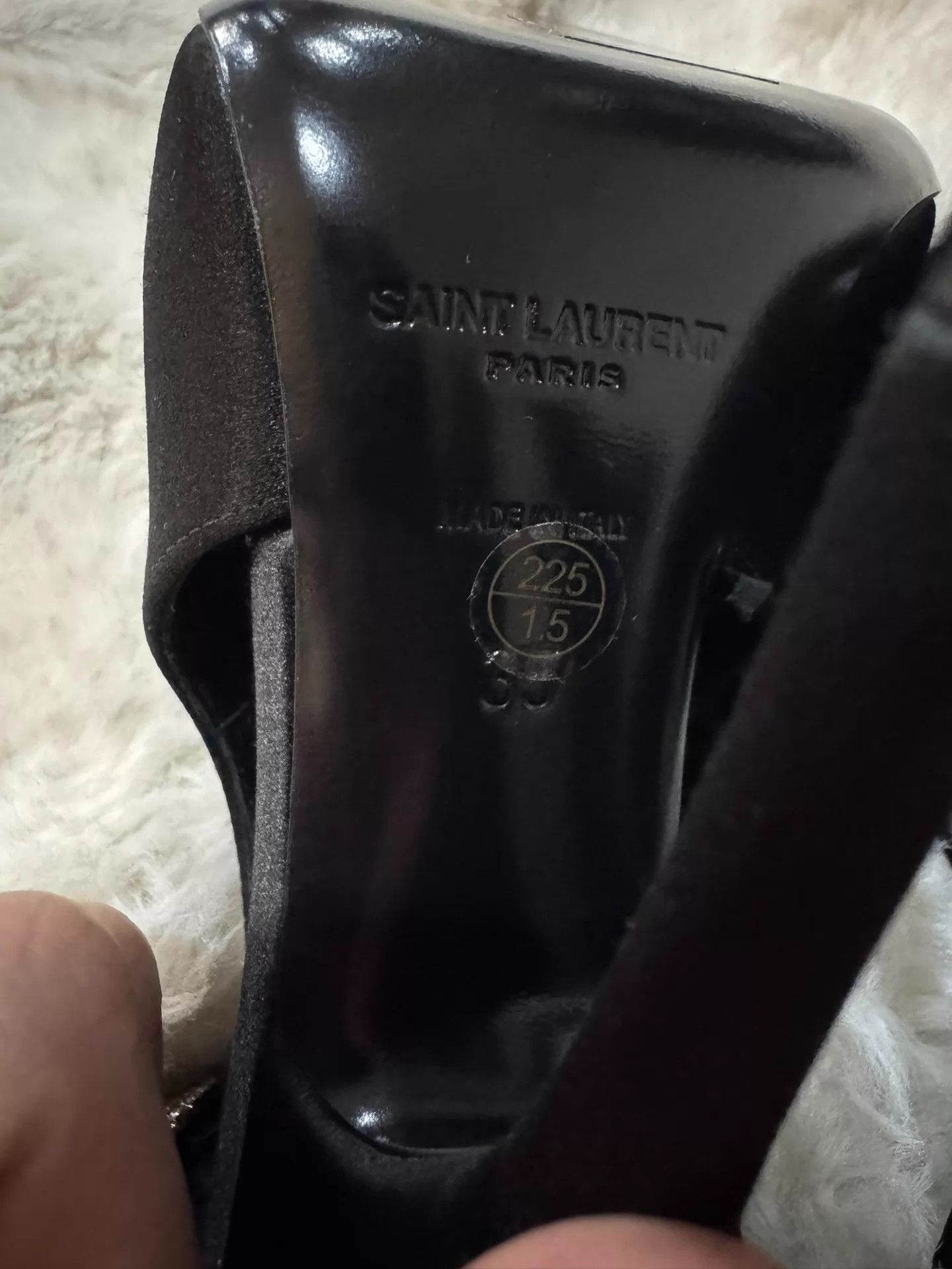 Saint Laurent Paris SLP Blk Crystal Satin Heels 35 New w/ Box & Dust Bag Size US 4.5 / IT 34.5 - 8 Thumbnail
