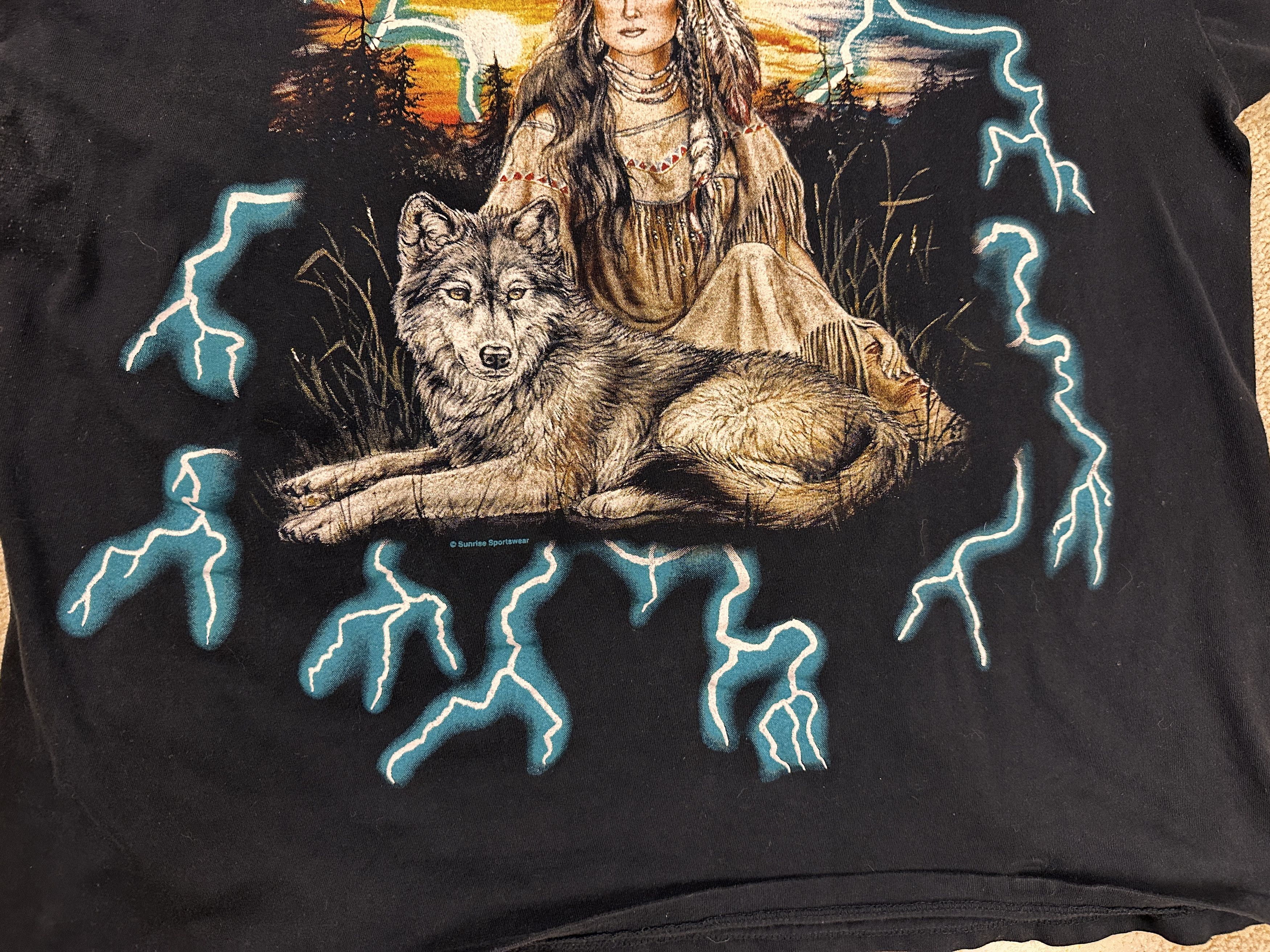 Other Vintage USA Thunder Lightning Native Wolf AOP T-Shirt XXL Size US XXL / EU 58 / 5 - 3 Thumbnail