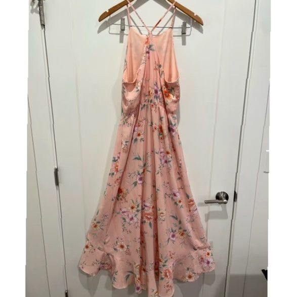 NWT SHEIN Maxi Dress - Floral Print Halter Neck Ruffle Flowey Pink M Women