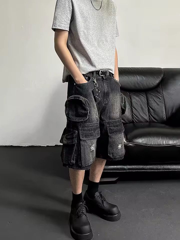 Other Cargo Punk Baggy Streetwear Denim Y2K Shorts Jorts Size US 30 / EU 46 - 3 Thumbnail