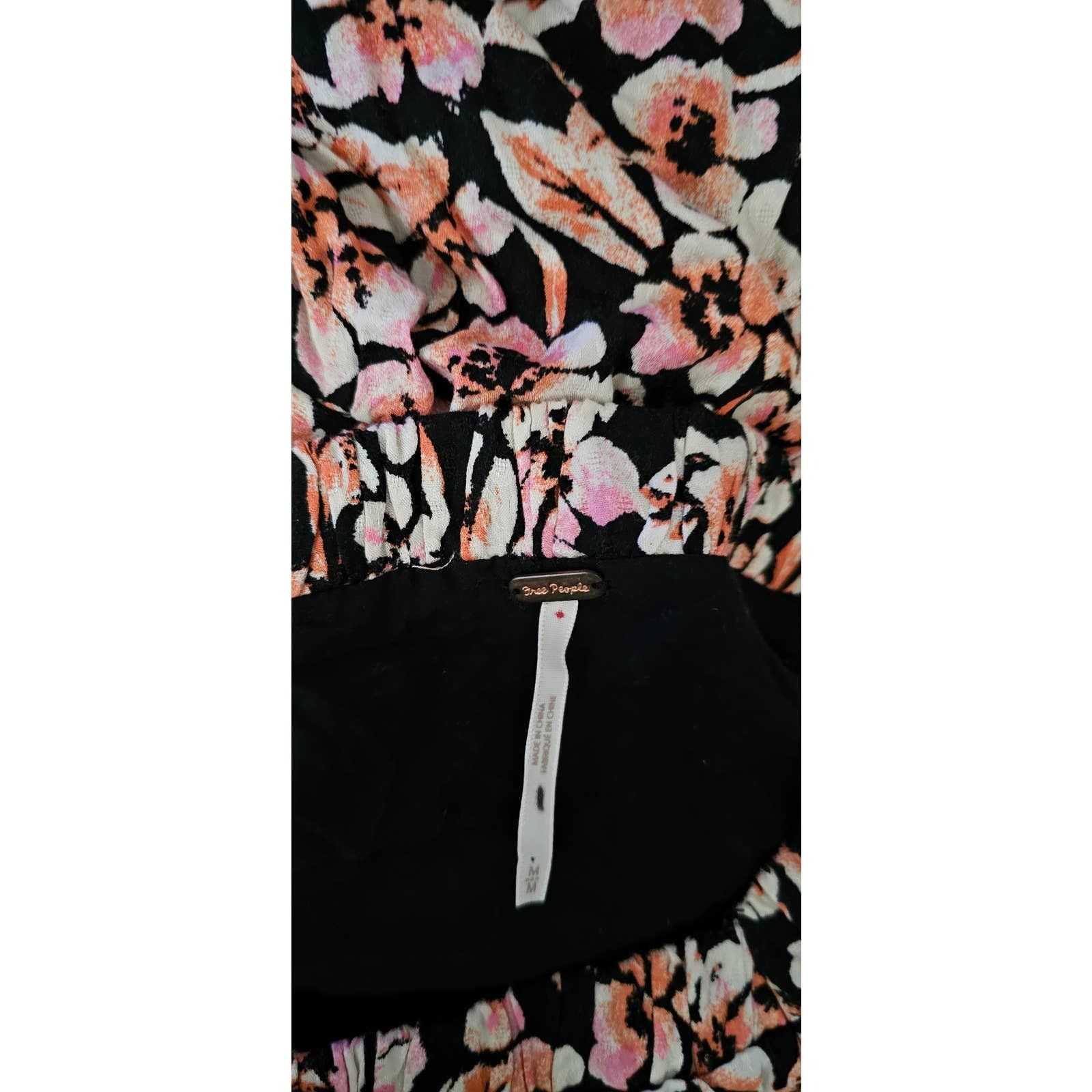 Free People New Free People Jael Printed Mini Dress $128 MEDIUM Black Size M / US 6-8 / IT 42-44 - 8 Thumbnail