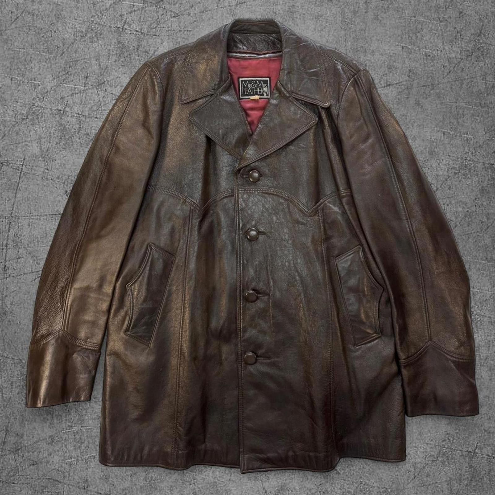 Leather 1970s Mr & Mrs Leather Brown Western Leather Jacket Size US L / EU 52-54 / 3 - 1 Thumbnail