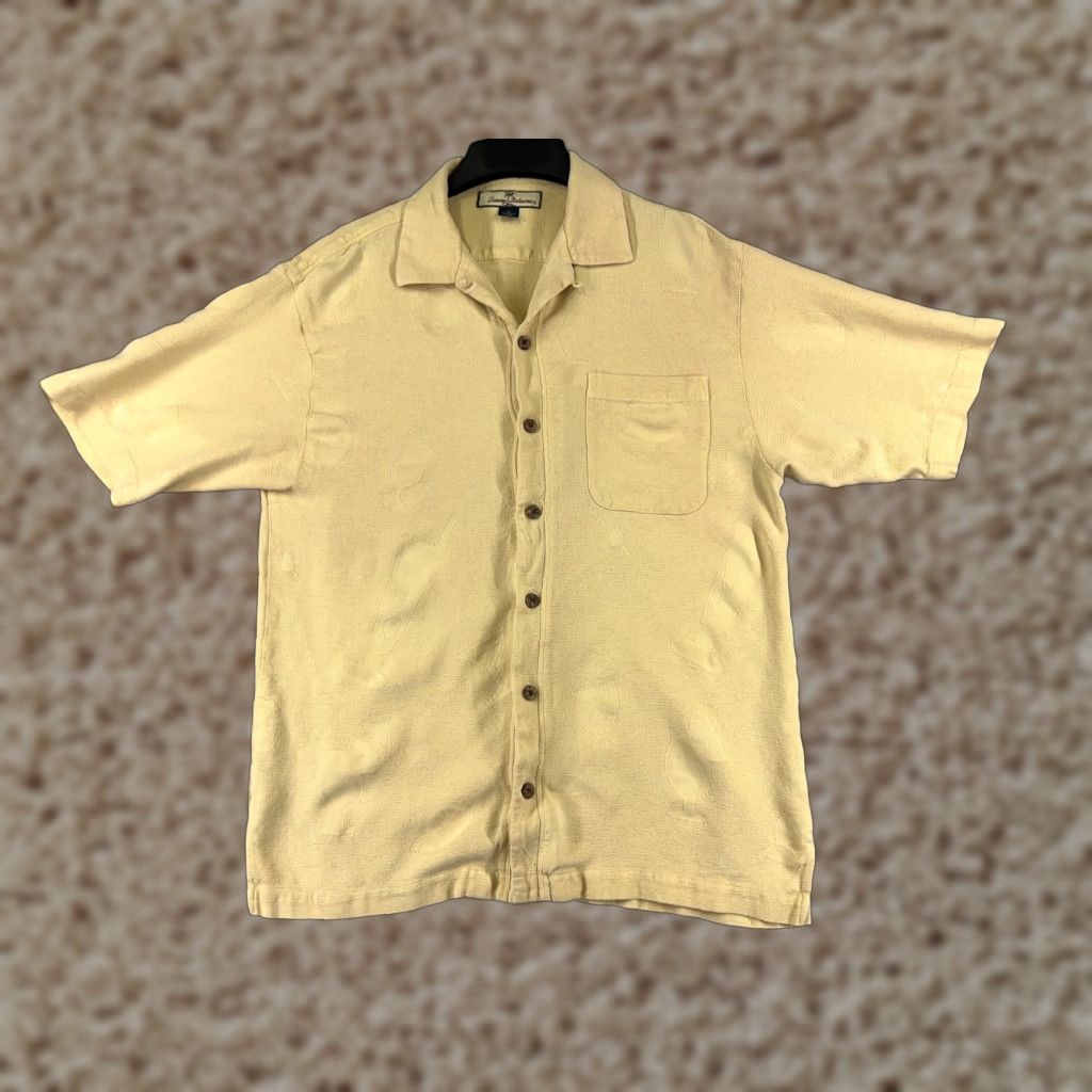 Tommy Bahama Tommy Bahama Shirt Men Medium Yellow Silk Button-Up Aloha Beach Hawaiian 100% Silk Short Sleeve Relaxed Glossy 90s, N/A—Girls not applicable Size US M / EU 48-50 / 2 - 1 Thumbnail
