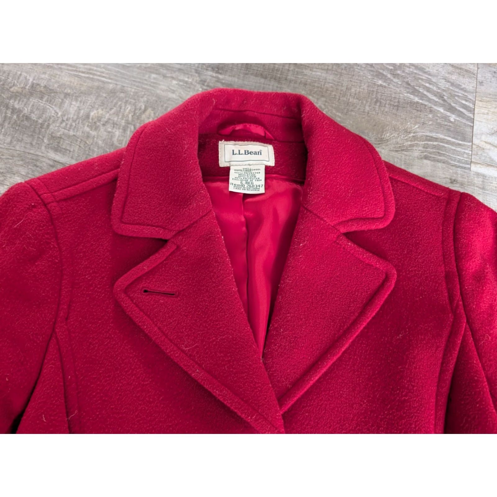 Vintage L.L.Bean Coat Womens 6 Regular Red Lambswool Thinsulate Lined Button Winter Coat Size M / US 6-8 / IT 42-44 - 5 Thumbnail