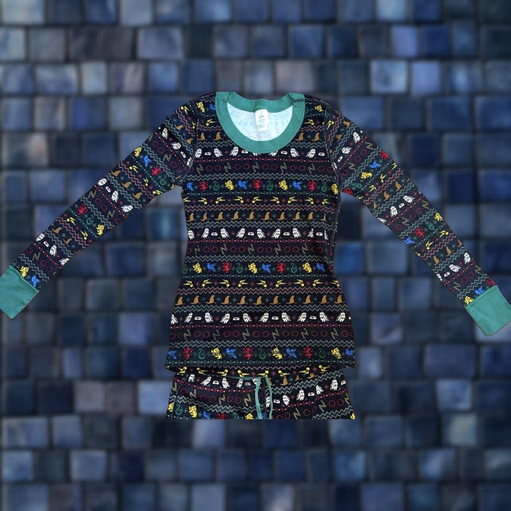 Hanna Andersson Women Pajama Set XS Wizarding World Harry Potter Long John Black Green Fair Isle Women XS Pajama Set