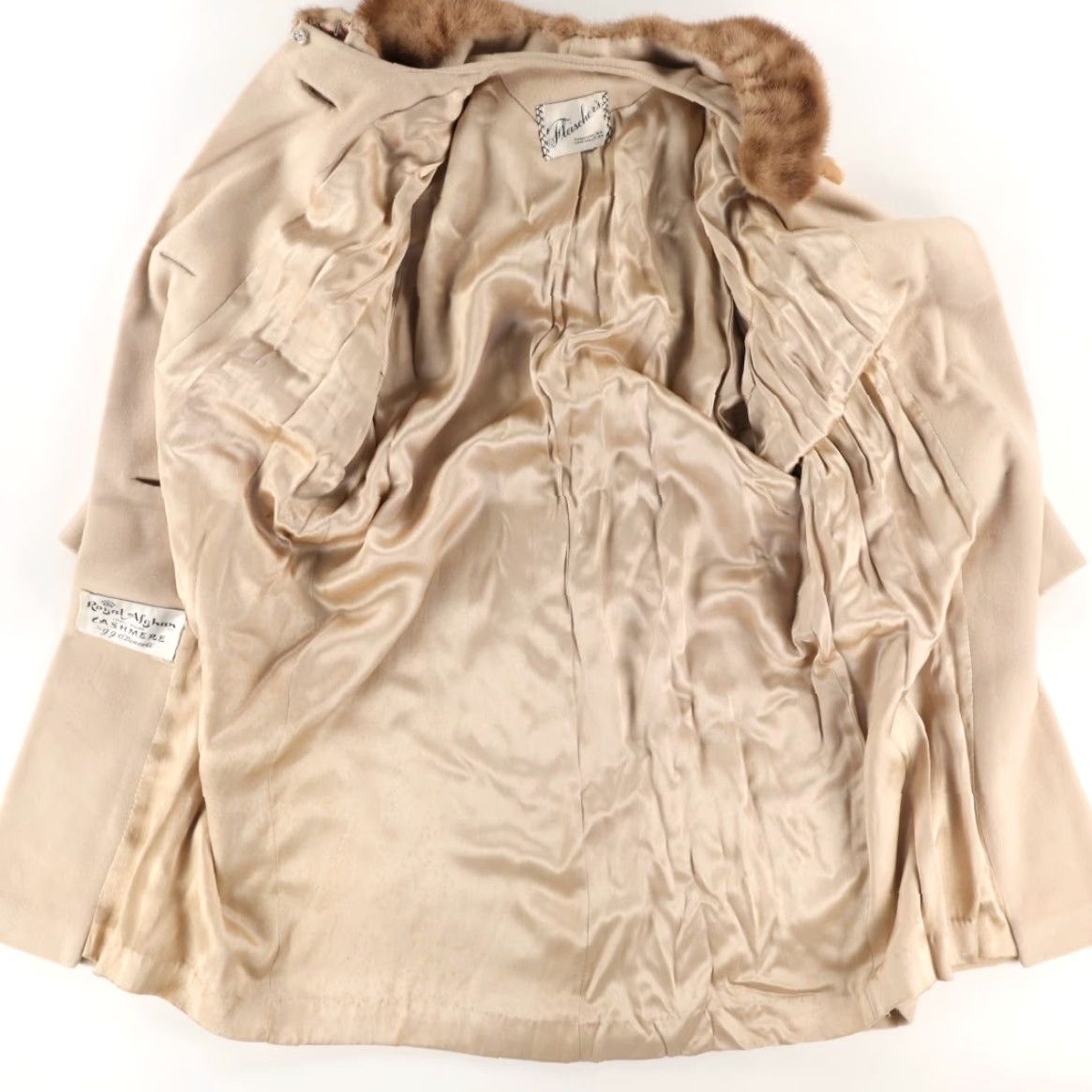 Vintage VINTAGE JJ O'Donnell Mink Collar Cashmere Coat Wheat Women's M Jacket Shirt Size M / US 6-8 / IT 42-44 - 3 Thumbnail