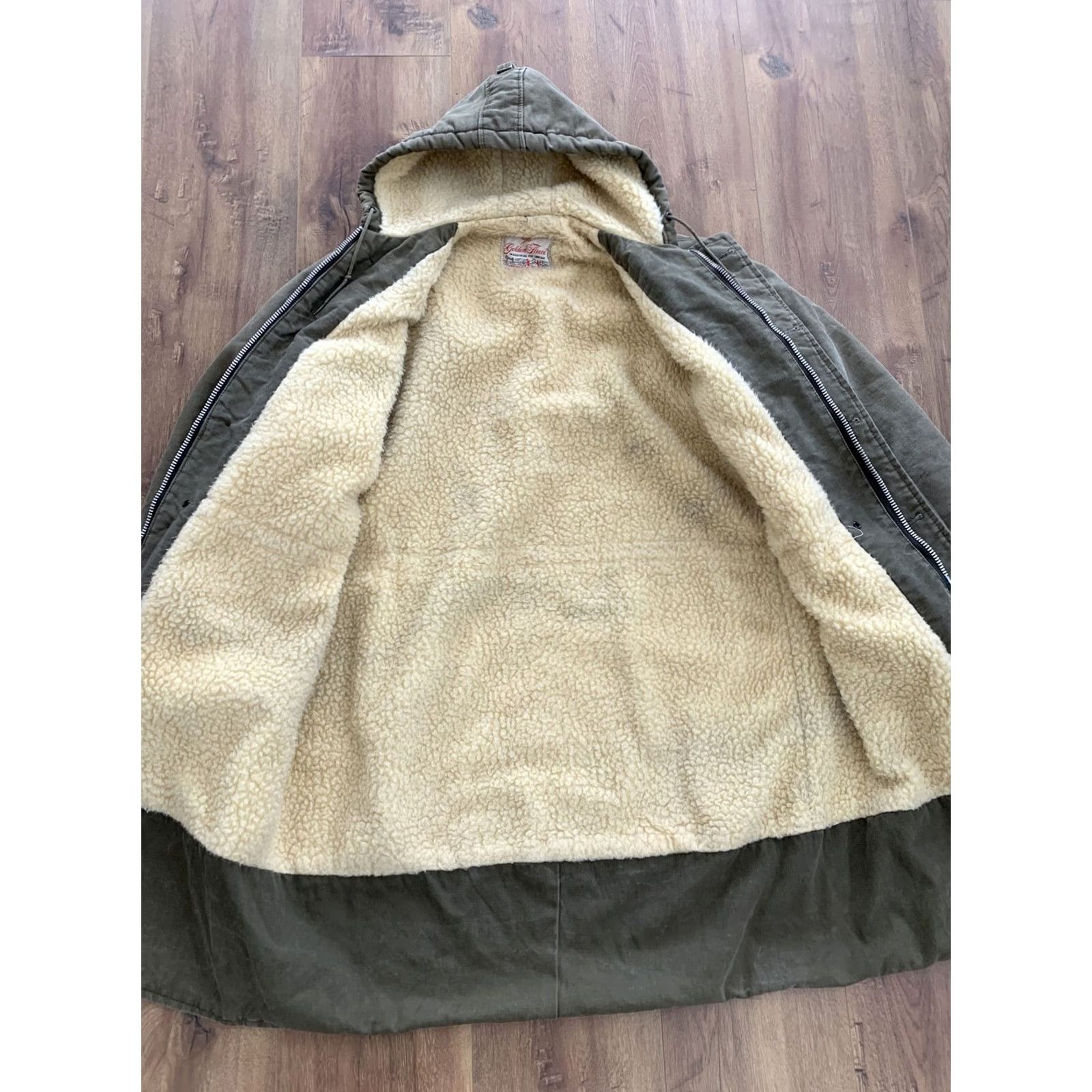 Vintage VINTAGE Golden Fleece Jacket Mens Large Green Cotton Hooded Parka Trenchcoat Western Puffer Ski Vintage Outerwear Size US L / EU 52-54 / 3 - 3 Thumbnail