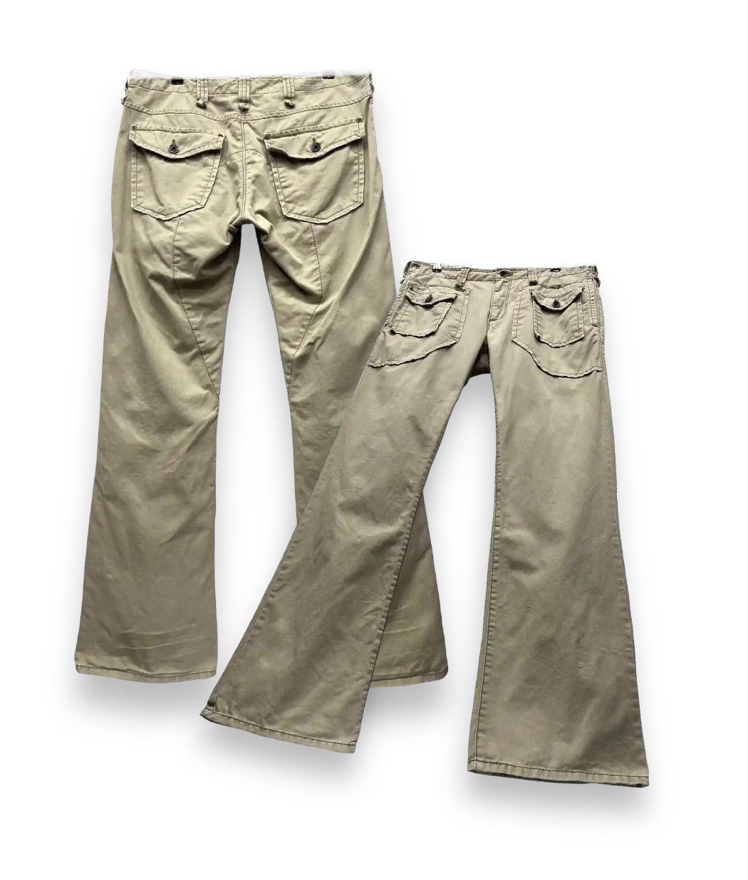 image of Khaki Surplus x Real Japan Blues Vintage 505 Khaki Bush Pants Flare Inspired By Undercover in Khaki