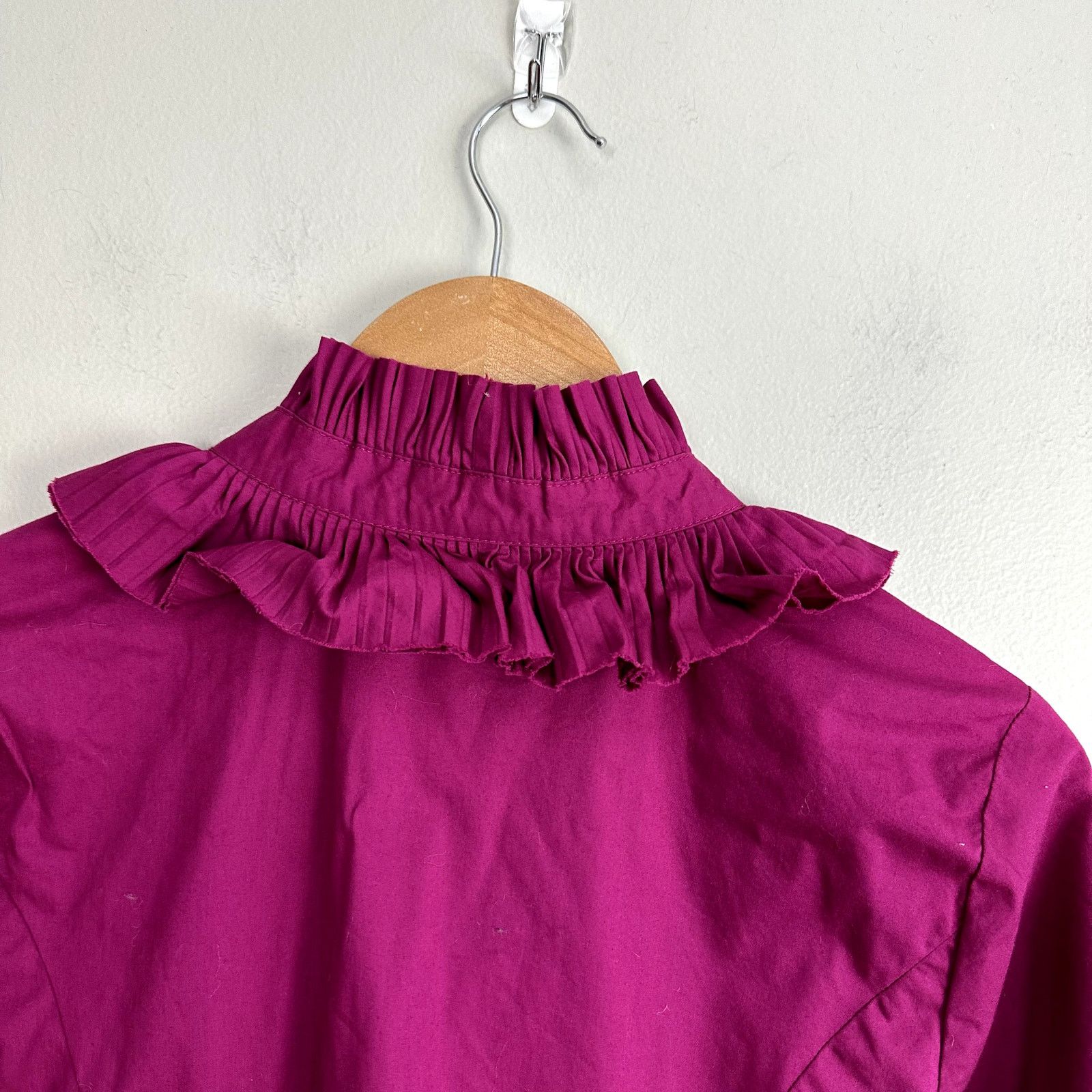 Other Magenta Pink Ruffle Tuxedo Blouse Top Button Down S Small Size S / US 4 / IT 40 - 5 Thumbnail