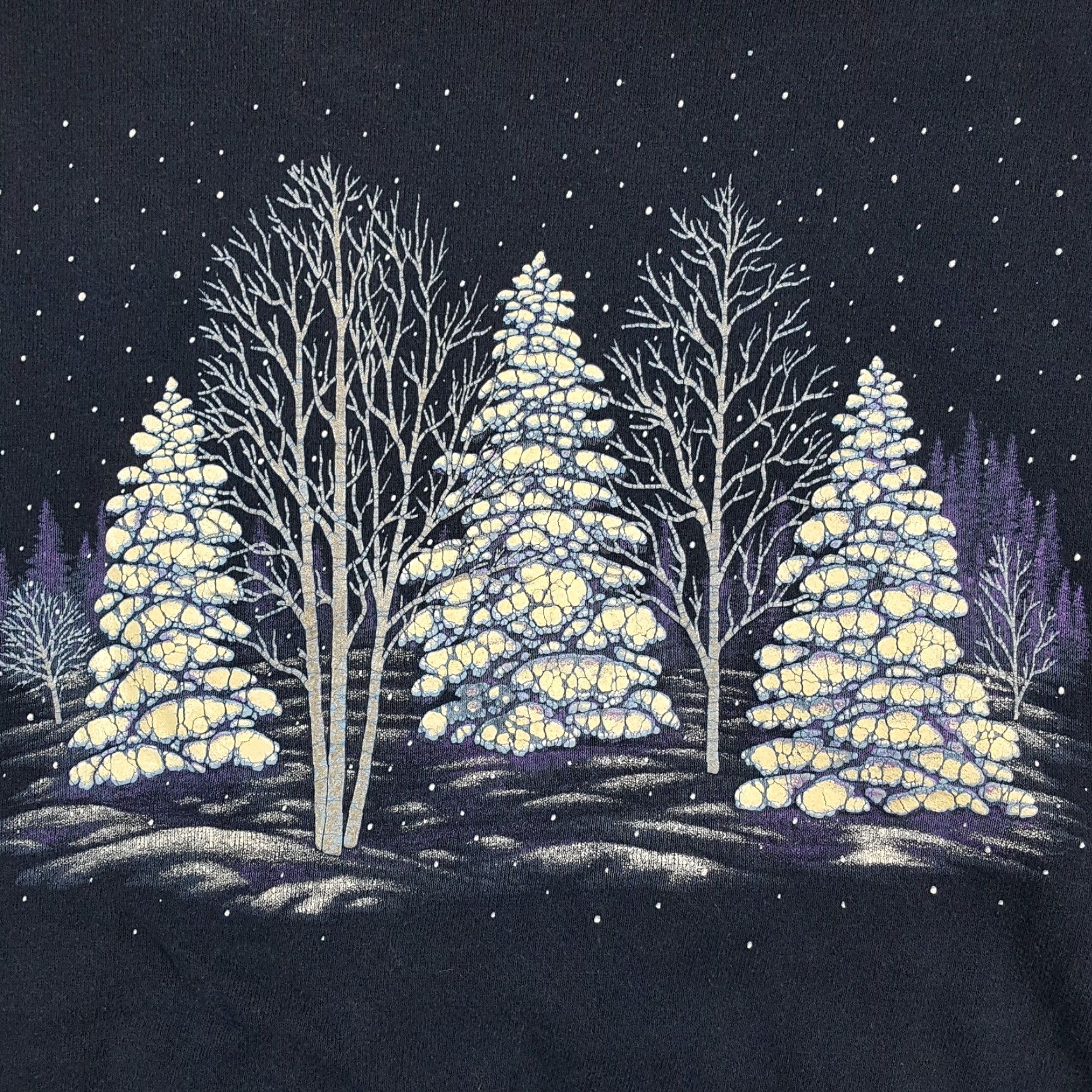 Etro VINTAGE Day Break Snowy Christmas Tree Fleece Sweatshirt Crewneck 3XL Women Blue Pullover 90s Christmas Holiday Retro Shirt Size XXL / US 16-18 / IT 52-54 - 3 Thumbnail