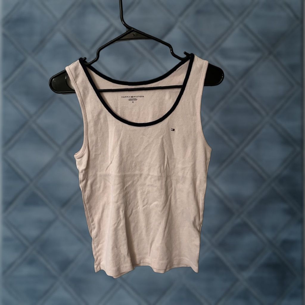 Tommy Hilfiger VINTAGE Tommy Hilfiger Women's Tank Top Sleeveless Cotton Pink 80s Casual Regular Fit Size M / US 6-8 / IT 42-44 - 1 Thumbnail