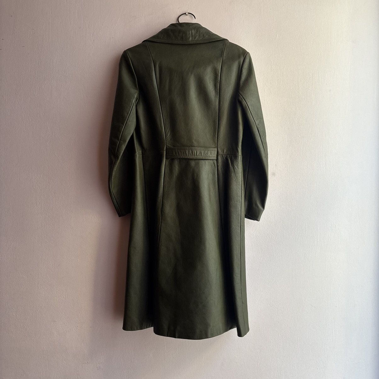 Vintage Vintage Green Leather Trench Coat Jacket Italy Hand Made Size XS / US 0-2 / IT 36-38 - 2 Thumbnail