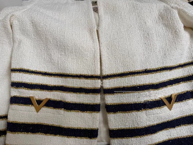 Valentino Valentino Blue and white striped gold women's coat Size L / US 10 / IT 46 - 3 Thumbnail