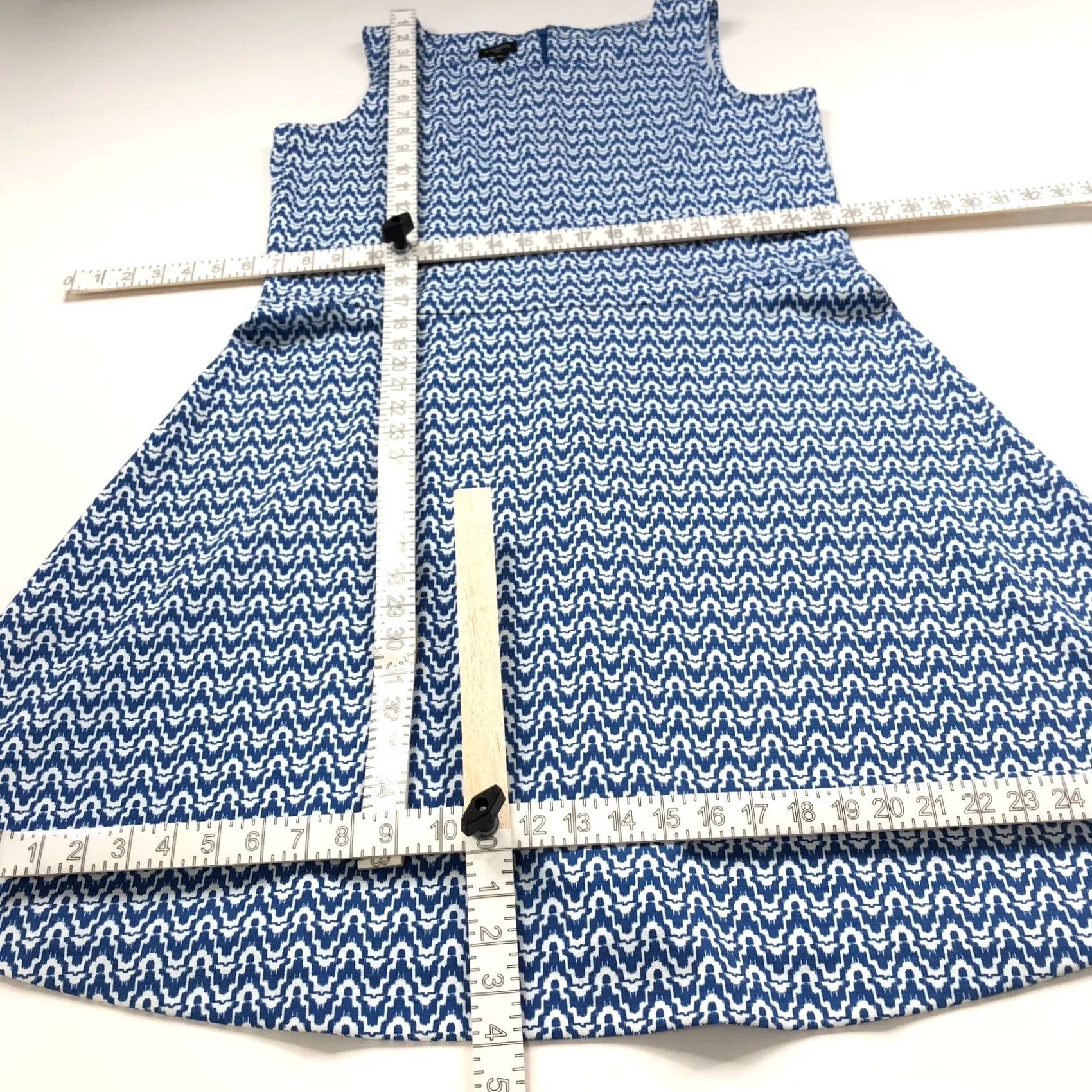 Talbots Talbots Dress Plus 1X? Sleeveless A-Line Knee Length Blue All Over Print Size XL / US 12-14 / IT 48-50 - 6 Thumbnail