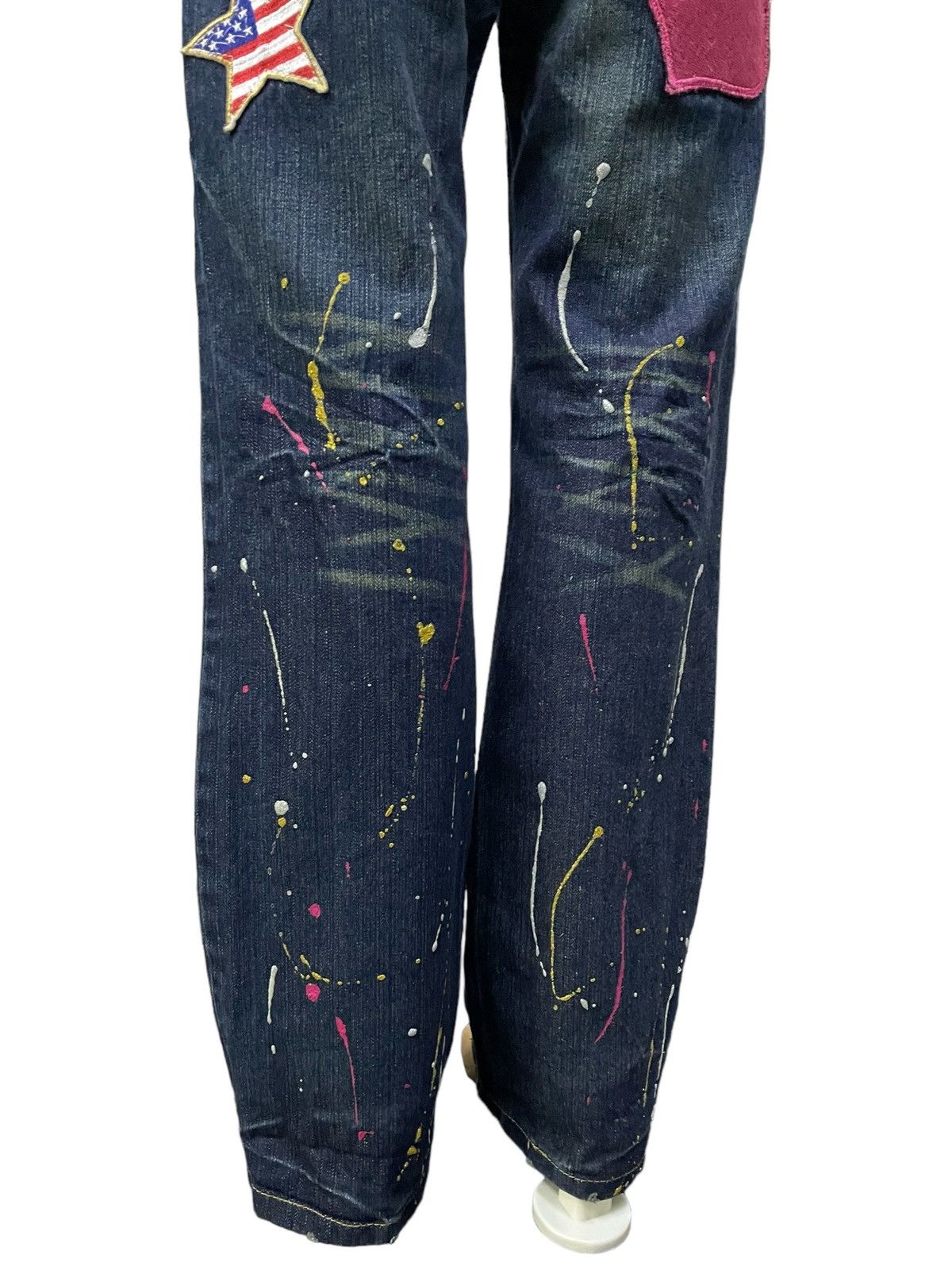 Point Loma Japan Patched Distressed Paint Splatter Jeans
