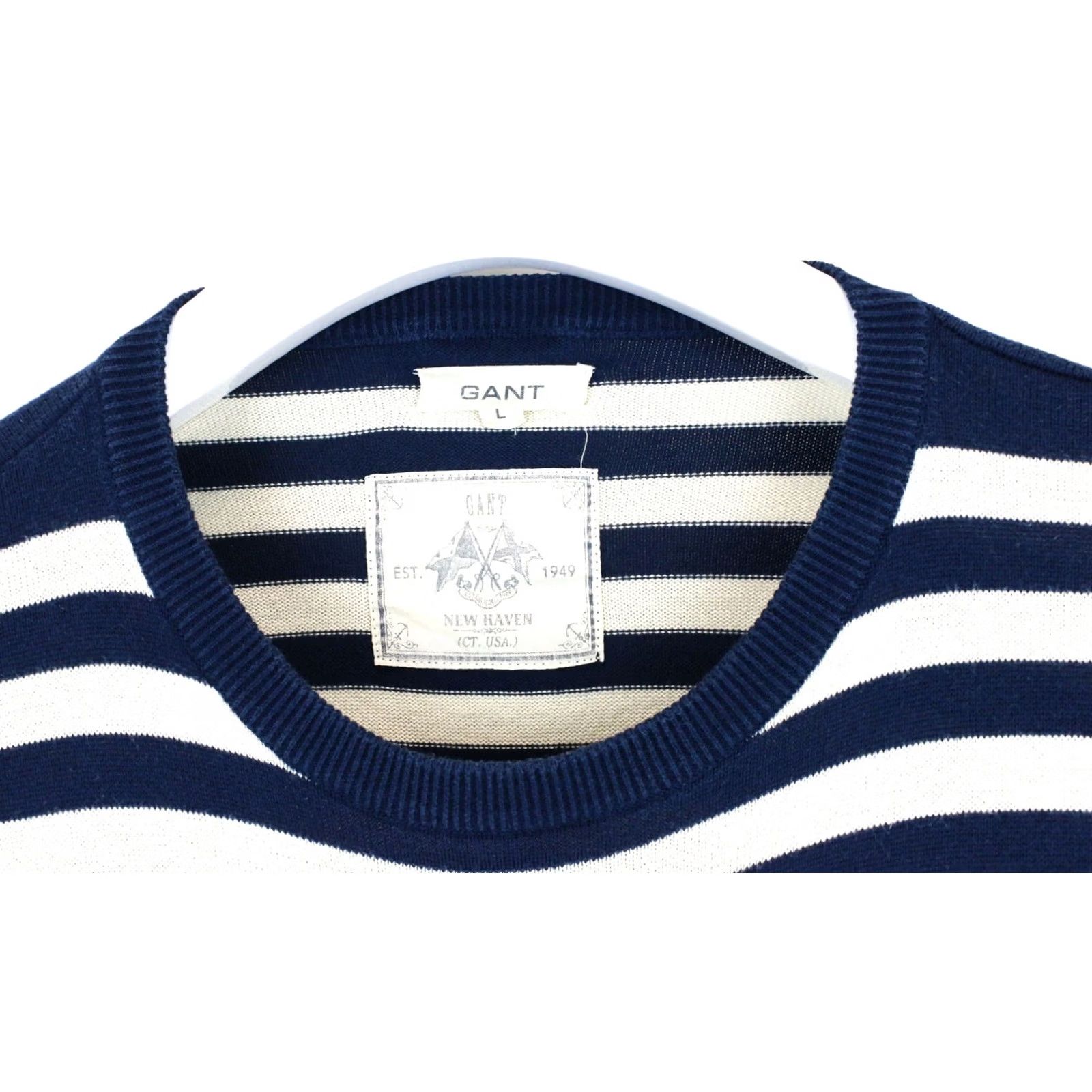 Gant GANT New Haven Jumper Men Large Pullover Striped Crew Neck Knitted Size US L / EU 52-54 / 3 - 4 Thumbnail