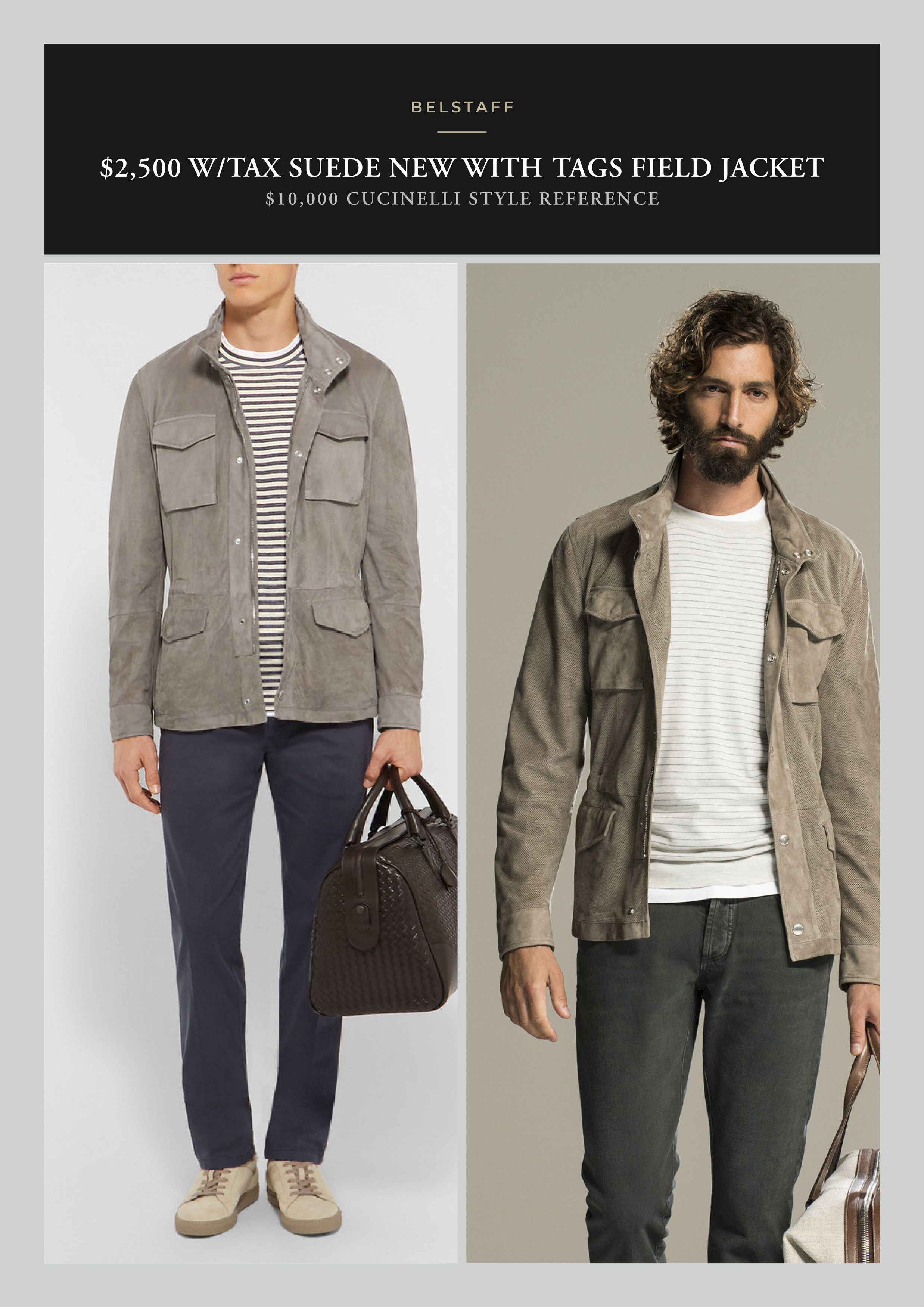 Belstaff Coveted, Badass New $2,500 BELSTAFF Beige Suede Field Jacket Size US M / EU 48-50 / 2 - 8 Thumbnail