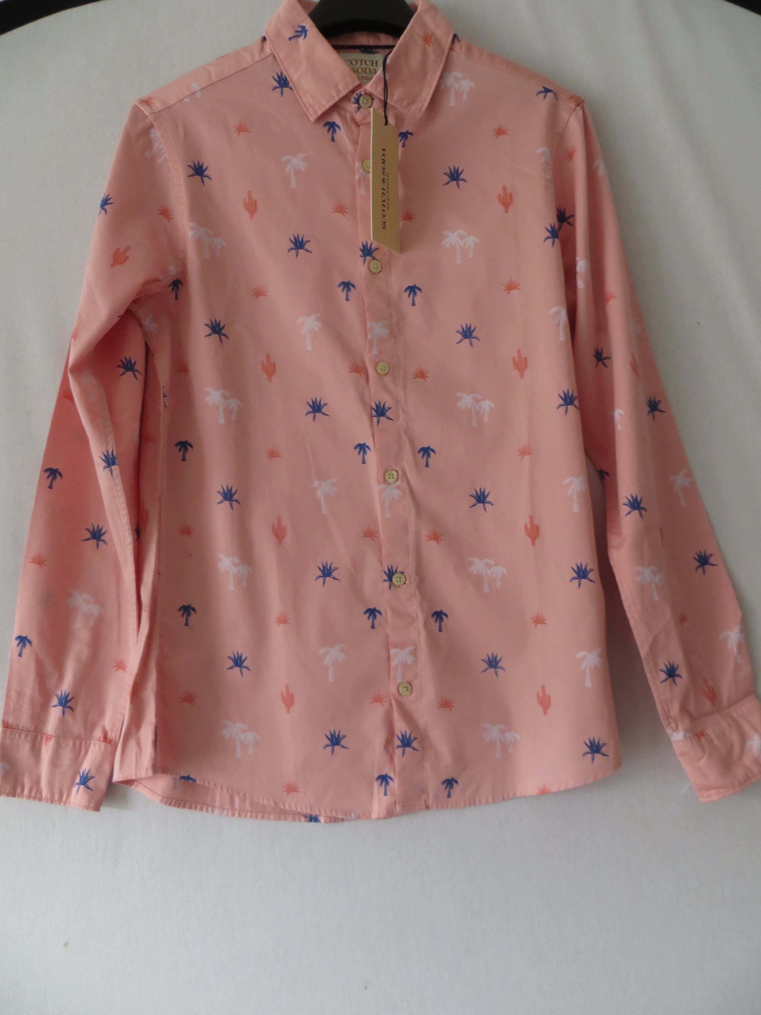 Scotch & Soda PINK TROPICAL PRINT SHIRT Size US S / EU 44-46 / 1 - 1 Thumbnail
