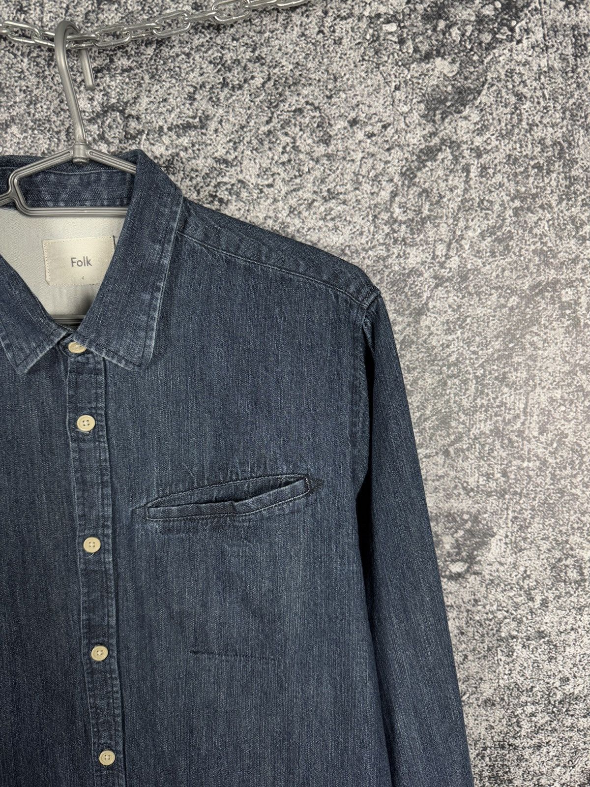 Folk Men’s FOLK Long Sleeve Denim Shirt Button Up Casual Size 4 Size US L / EU 52-54 / 3 - 2 Thumbnail