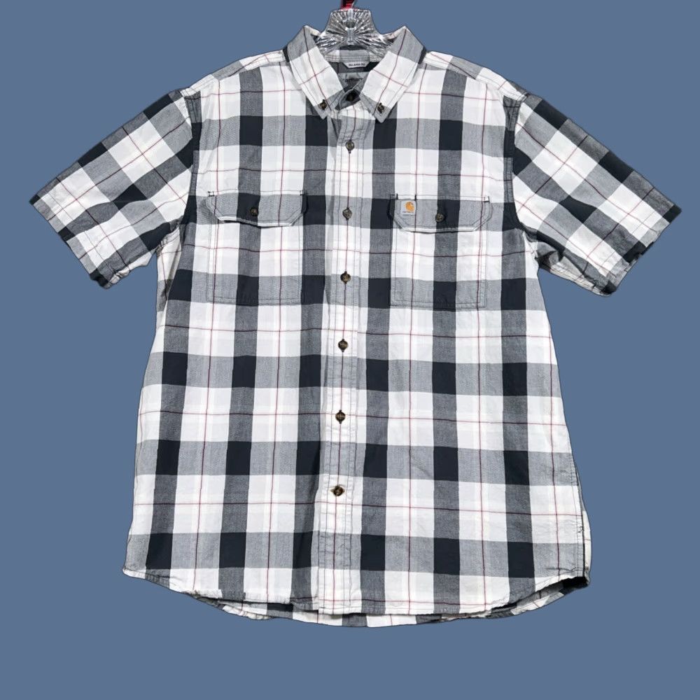 Carhartt Carhartt Button-Down Relaxed Fit Shirt Mens Size L Short Sleeve Plaid Pockets Gray Size US L / EU 52-54 / 3 - 1 Thumbnail