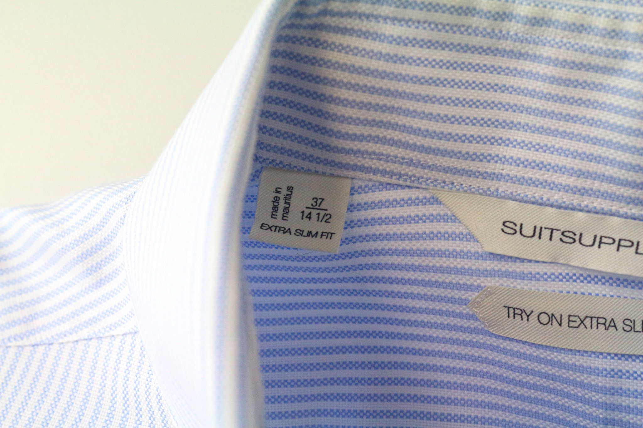 Suitsupply 37/14 1/2 Extra Slim Blue Cotton Stripe Shirt 79246 Size 36R - 5 Thumbnail