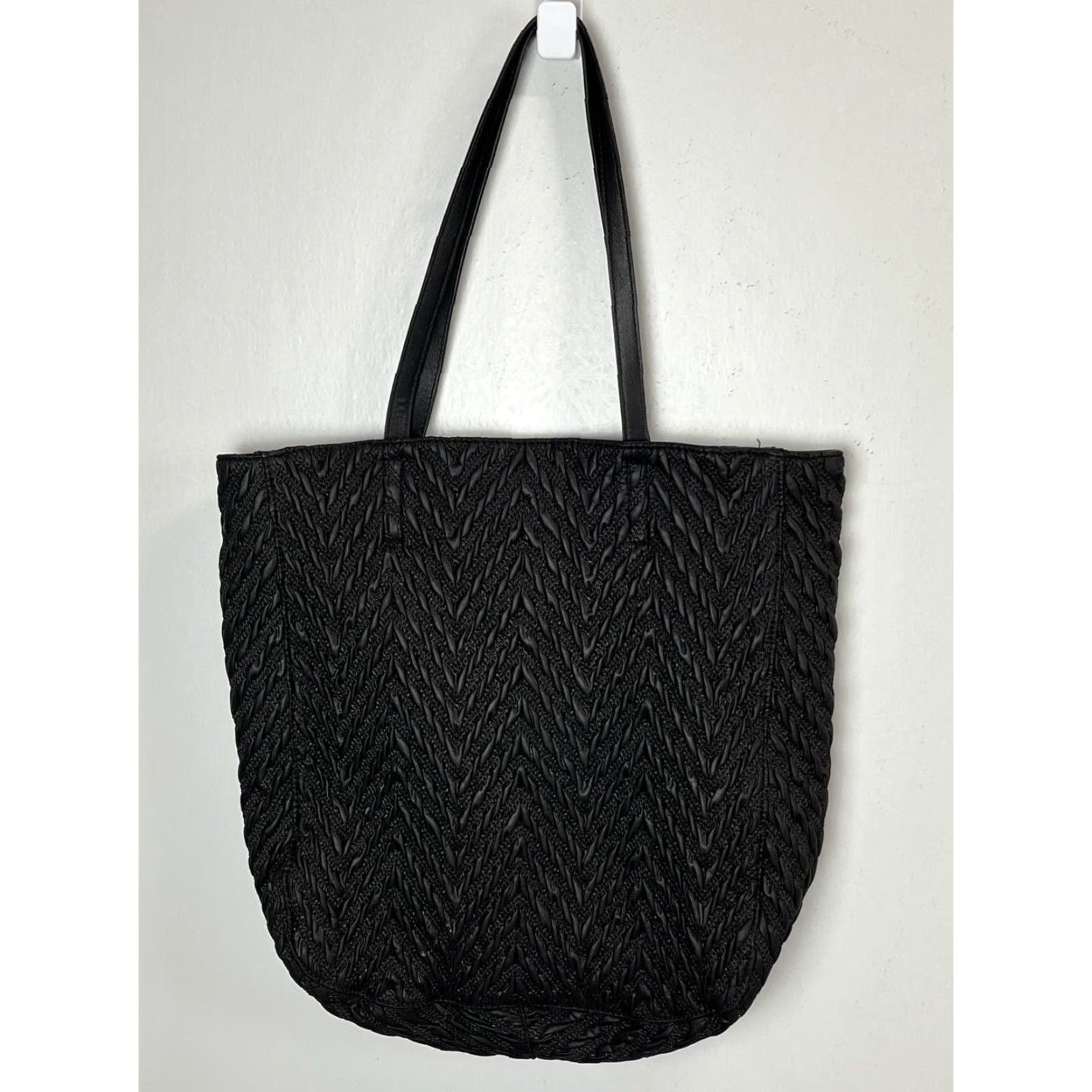 Banana Republic Banana Republic Tote Women Black Textured Purse Bag 14.5x17 VGUC Womens Size ONE SIZE - 2 Thumbnail