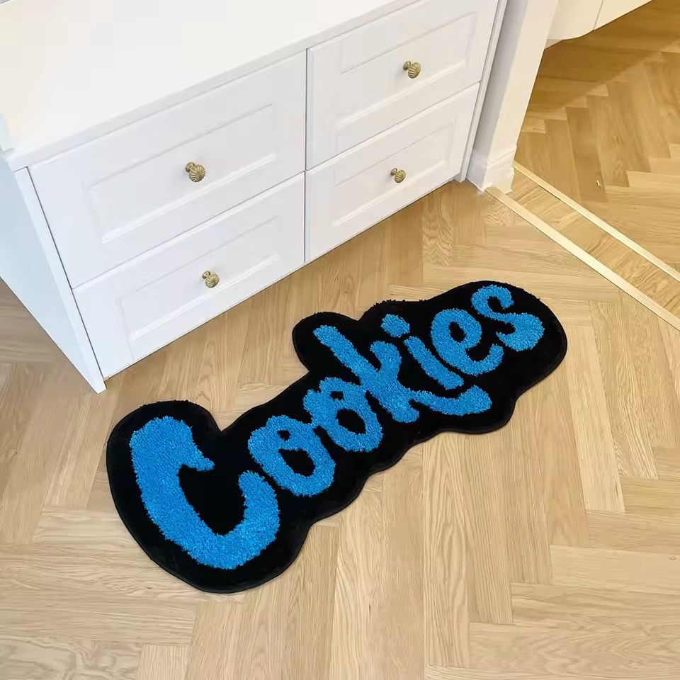 Japanese Brand Cookies Floor Rug - Blue/White - Hypebeast Room Decor Size ONE SIZE - 5 Thumbnail