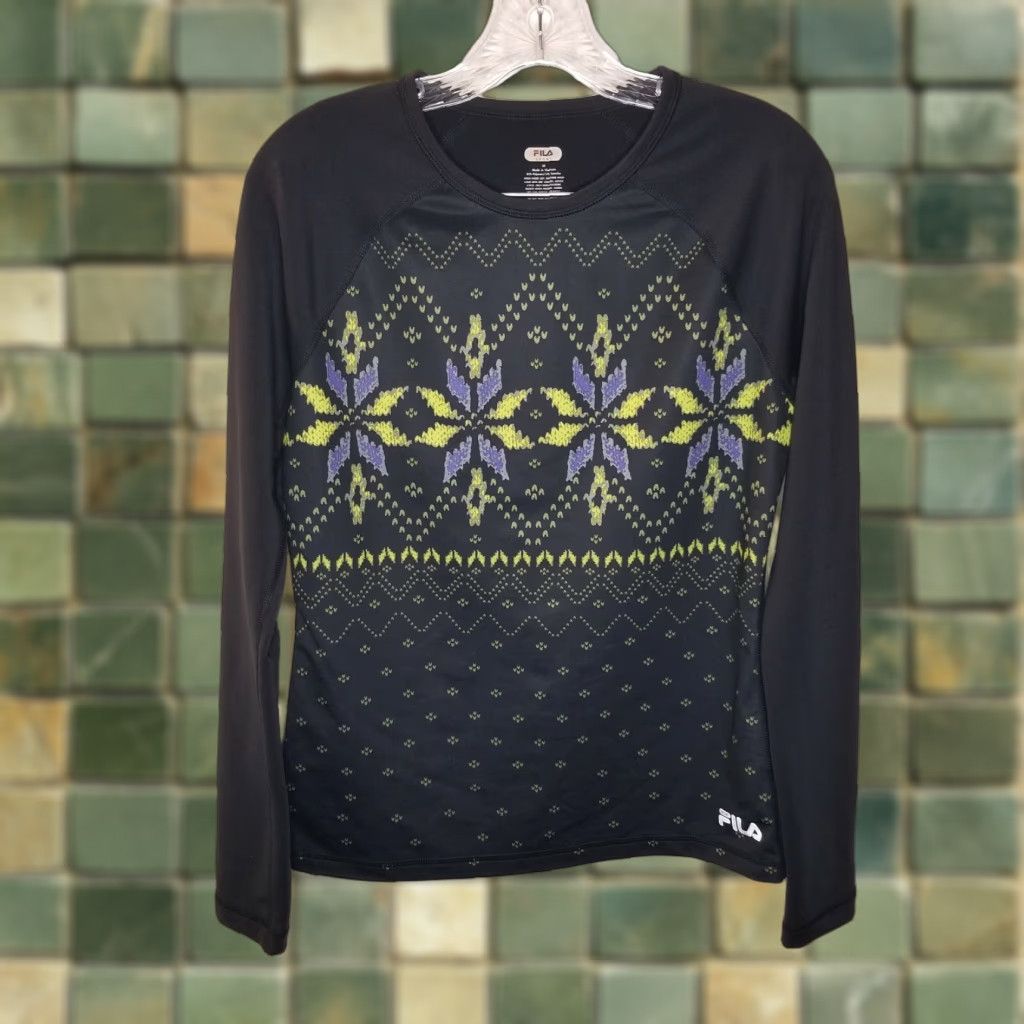 Fila Fila Sport Womens Black Long Sleeve Activewear Top M T-Shirt Woman Size M Black Activewear Sports Shirt Women Size M / US 6-8 / IT 42-44 - 1 Thumbnail