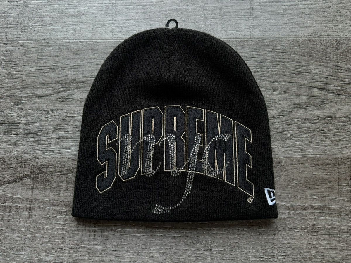 New Era × Supreme Supreme New Era Rhinestone Beanie Black cap hat